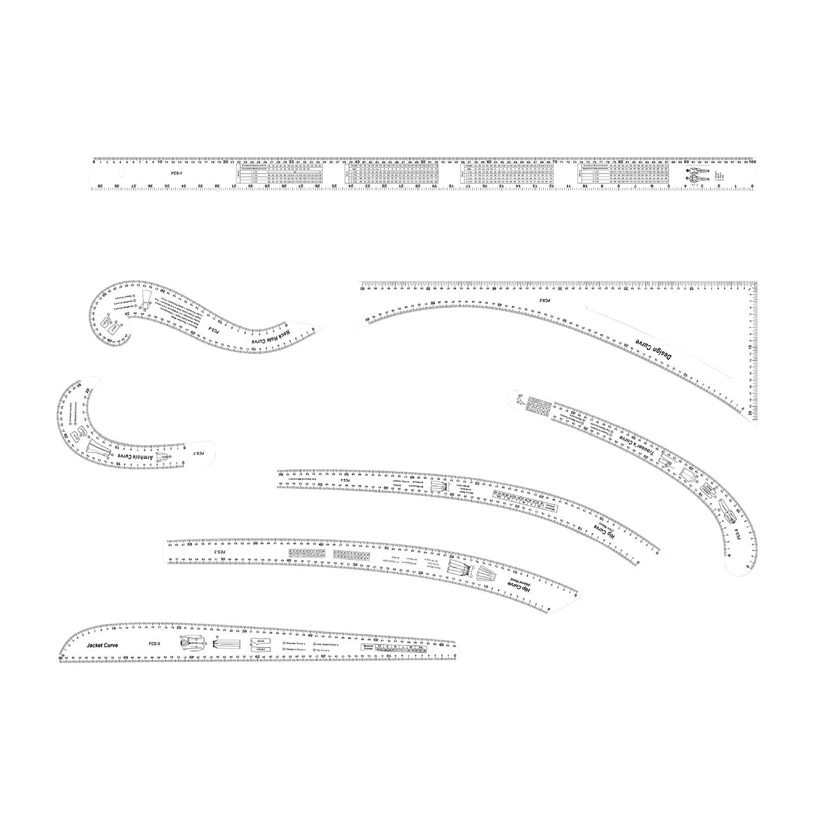7 Pieces Sewing Ruler Craft Clothing Accessories Needlework for Tailor