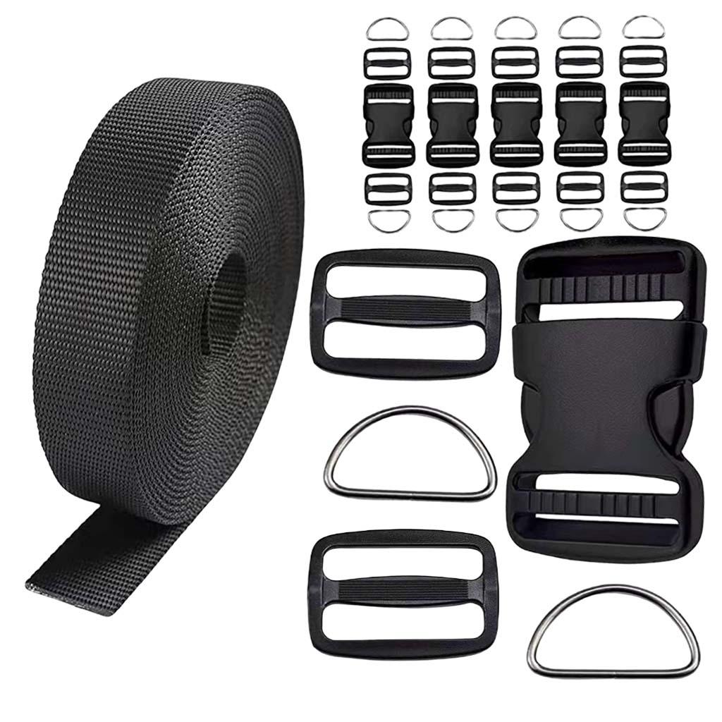 Webbing Strap Sewing Tri-Glide Slides Curved Side Release Buckle D Rings