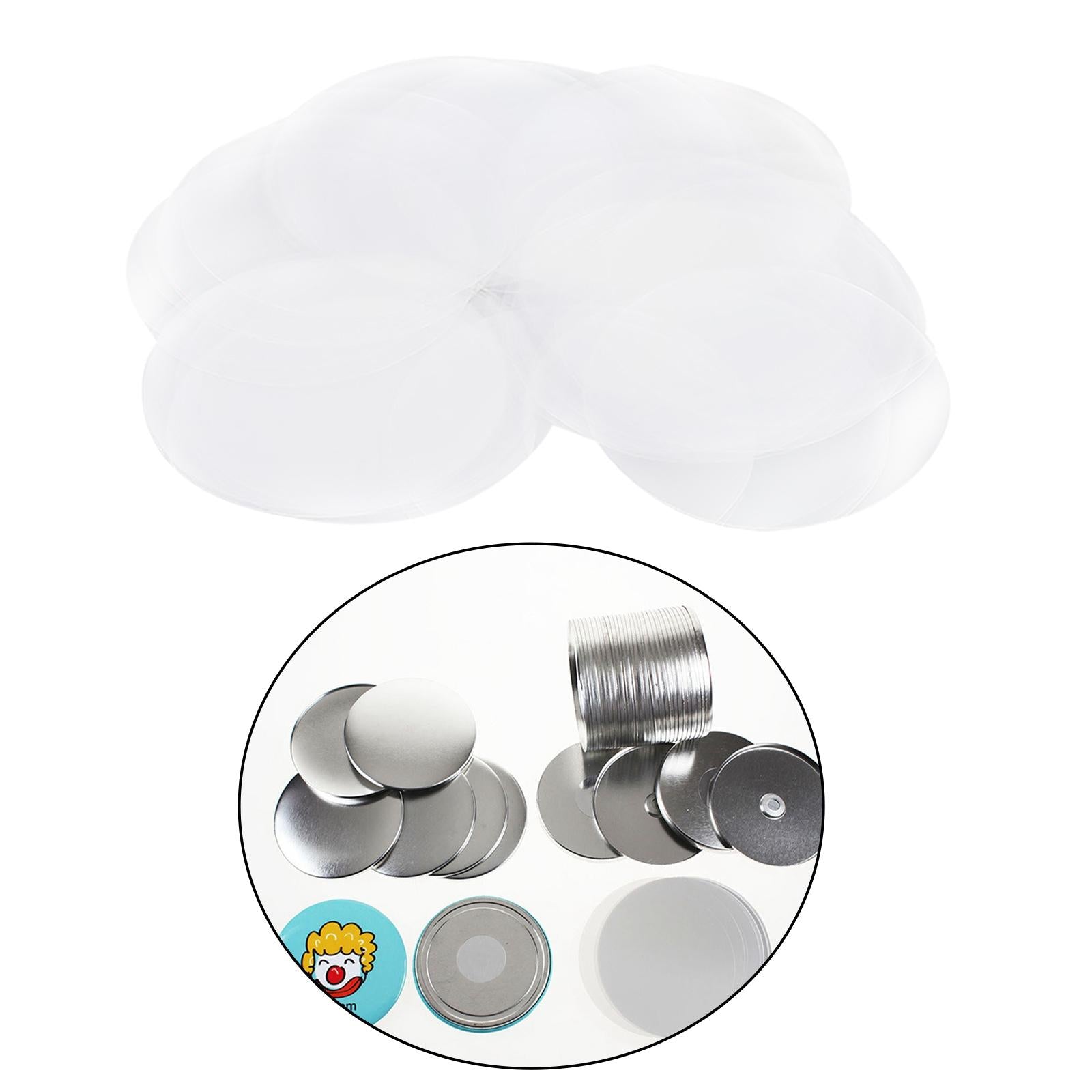 100Pcs Mylar Film Cover Badge Botton Making Machine Components 58MM