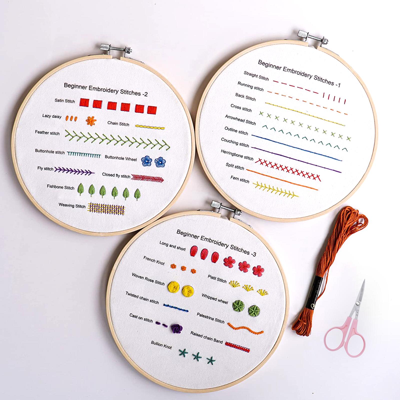 Embroidery Starter Kit with Stitches Patterns Sewing Craft DIY Needlework