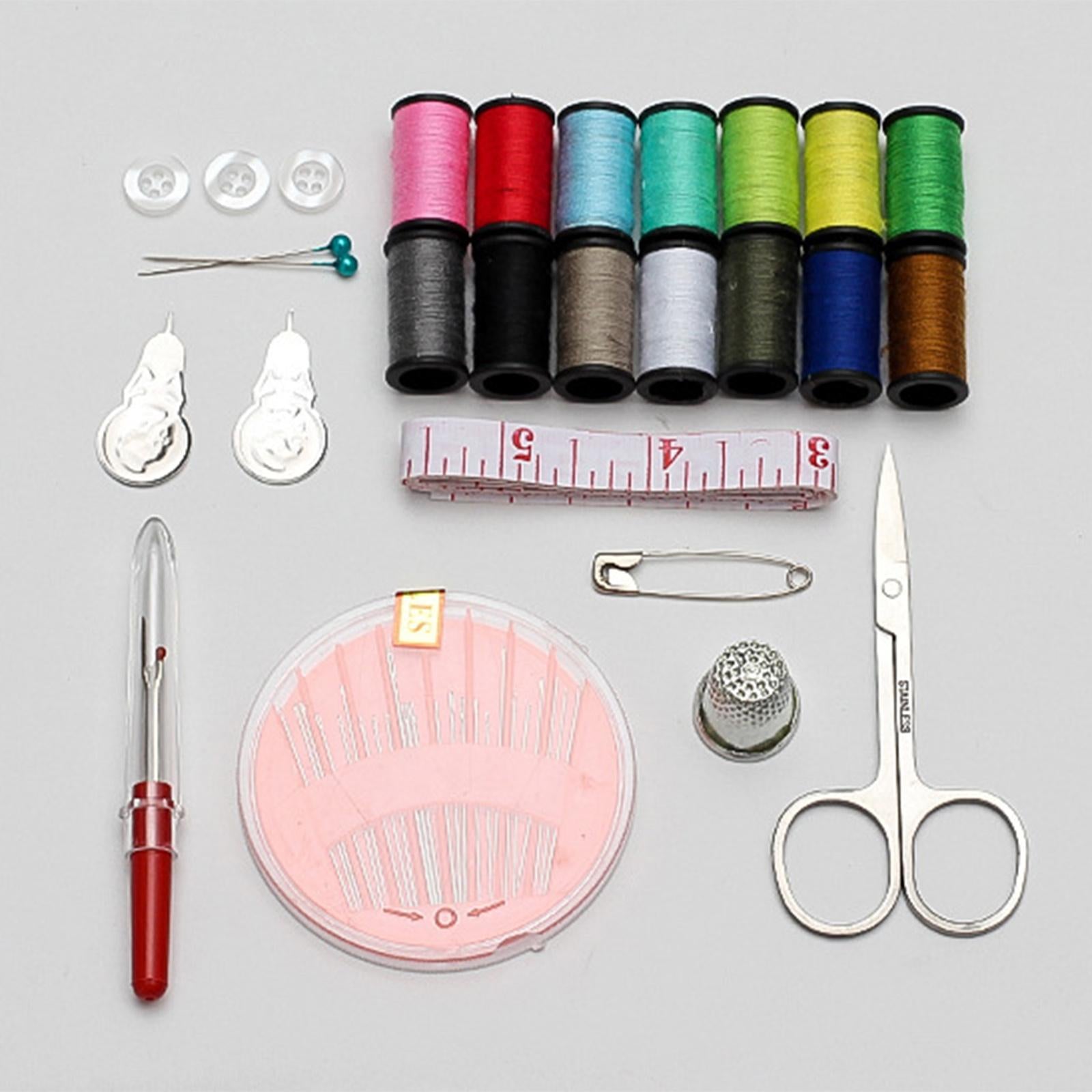 Portable Sewing Kit Bag Thread Sew Tools w/ Letter Patches for Denim Fabric