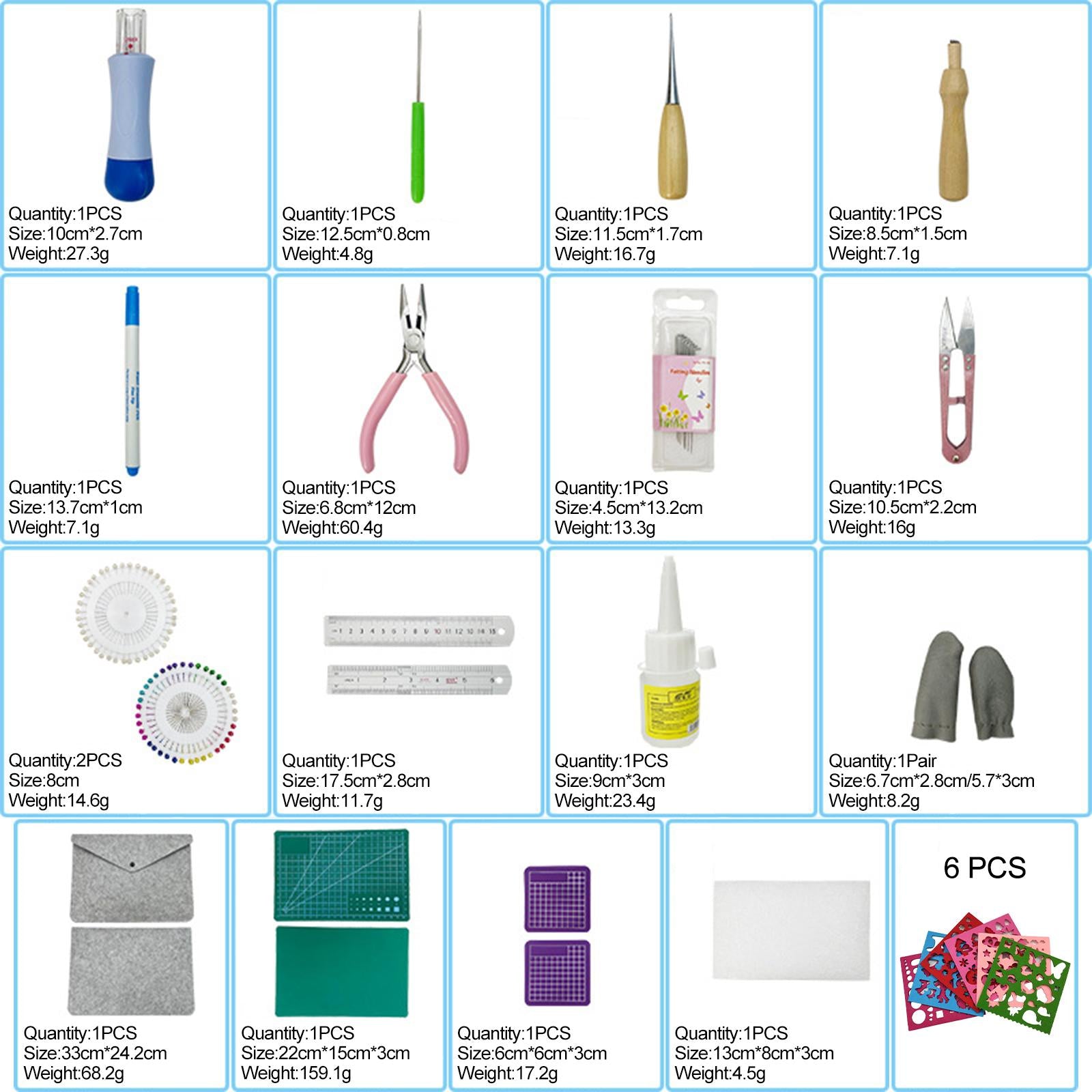 24Pcs DIY Suit Needle Felting Kit for DIY Craft Animal Home Decoration