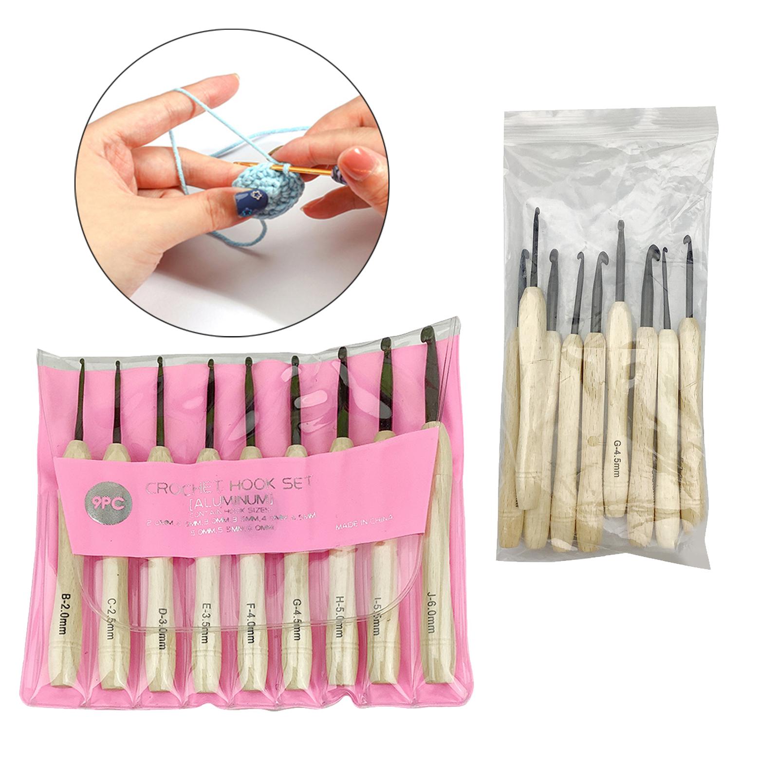 9Pcs Crochet Hooks Yarn Knitting with Bag DIY Transparent bag packaging