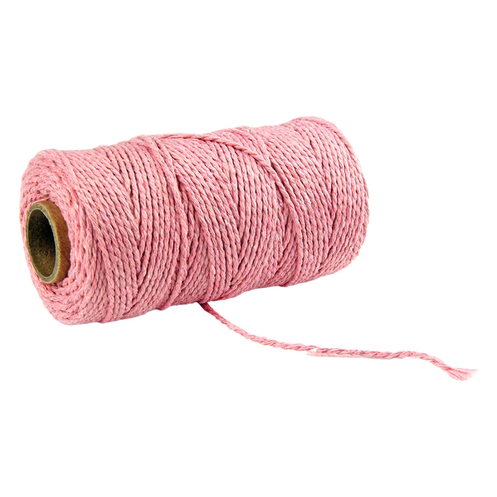 Twisted Cotton Rope Soft Bag String Beading Braided Rope Craft Pink