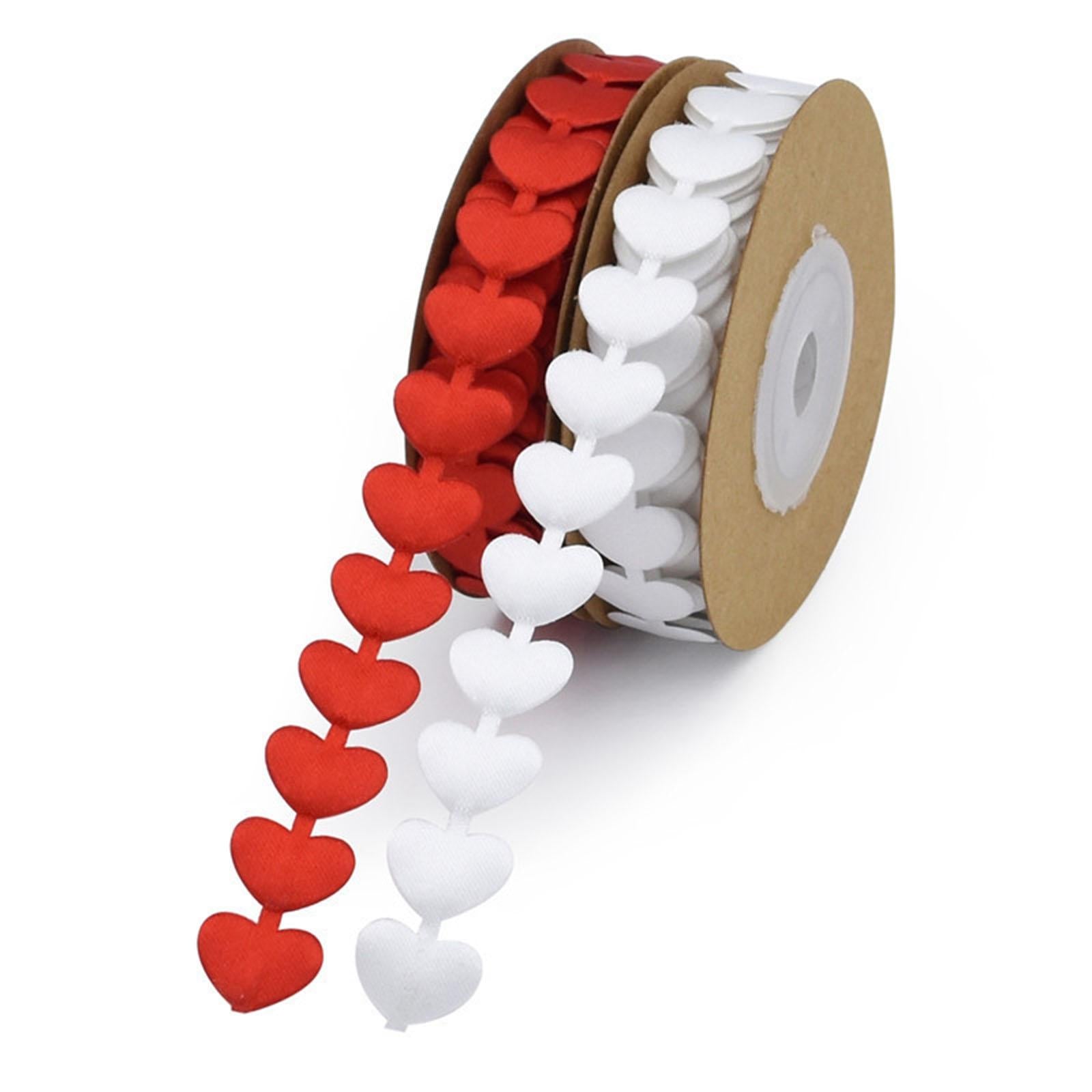 Embossing Heart Ribbon Fabric Lace Trim for Wedding Valentine's Day Red