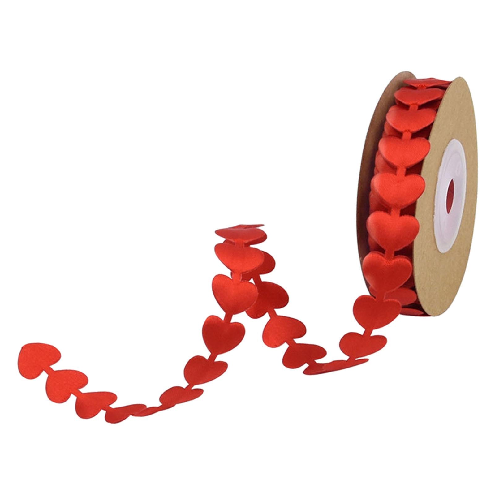 Embossing Heart Ribbon Fabric Lace Trim for Wedding Valentine's Day Red