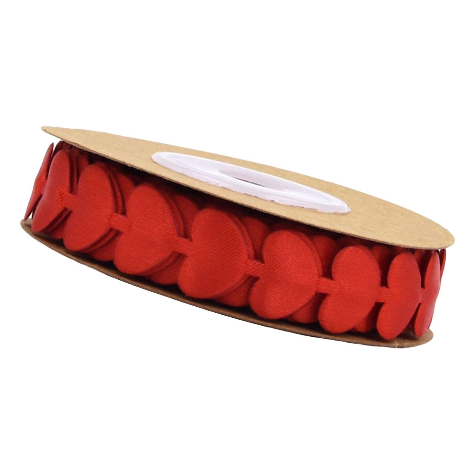 Embossing Heart Ribbon Fabric Lace Trim for Wedding Valentine's Day Red