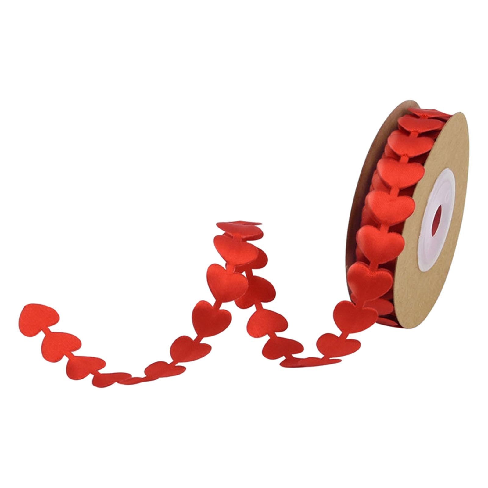 Embossing Heart Ribbon Fabric Lace Trim for Wedding Valentine's Day Red