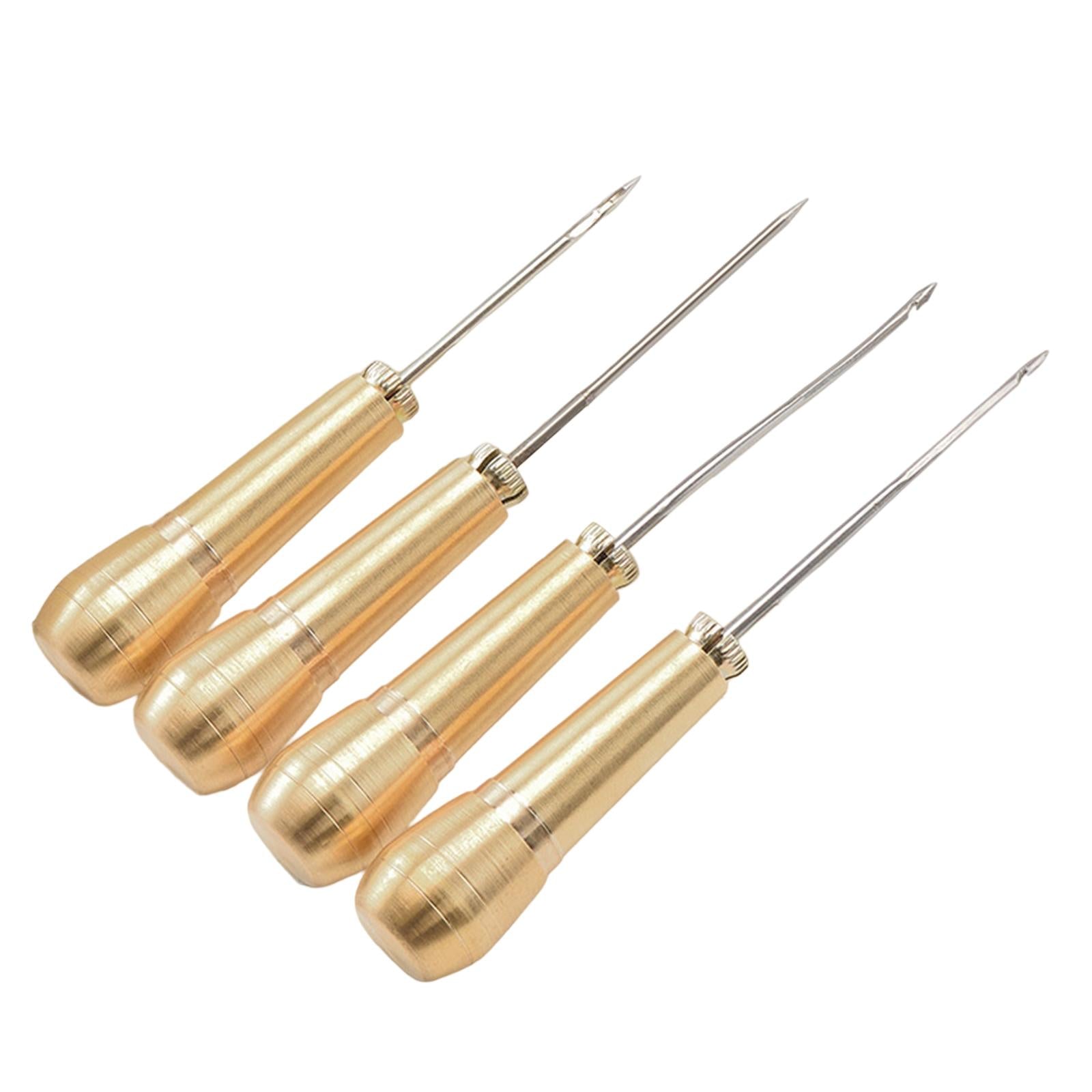 4Pcs Sewing Awl with Copper Handle Shoes Repair Canvas Sewing Tools Tool Kit