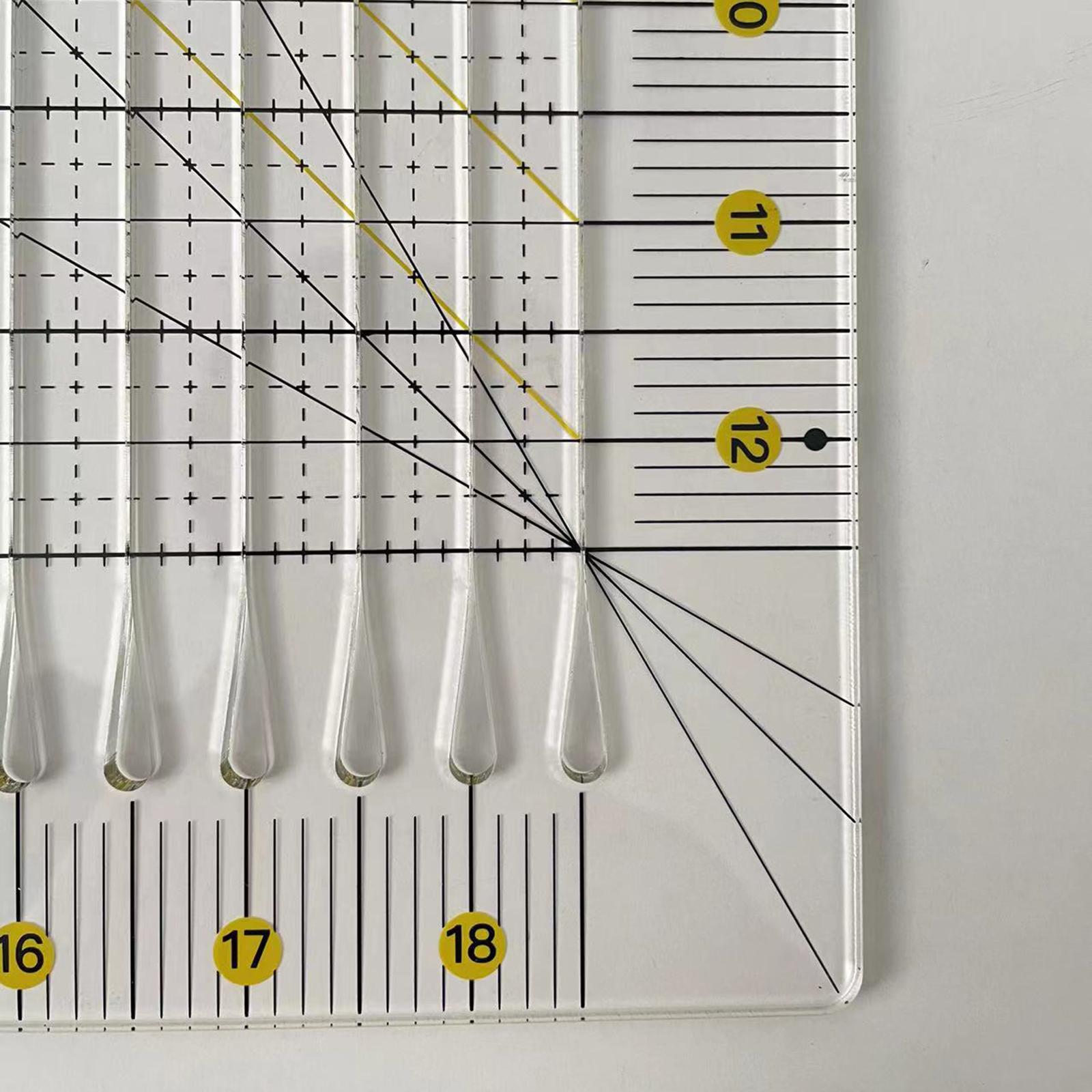 Clear Sewing Ruler Template Double Colored Grid Lines Plastic Cloth Cutting