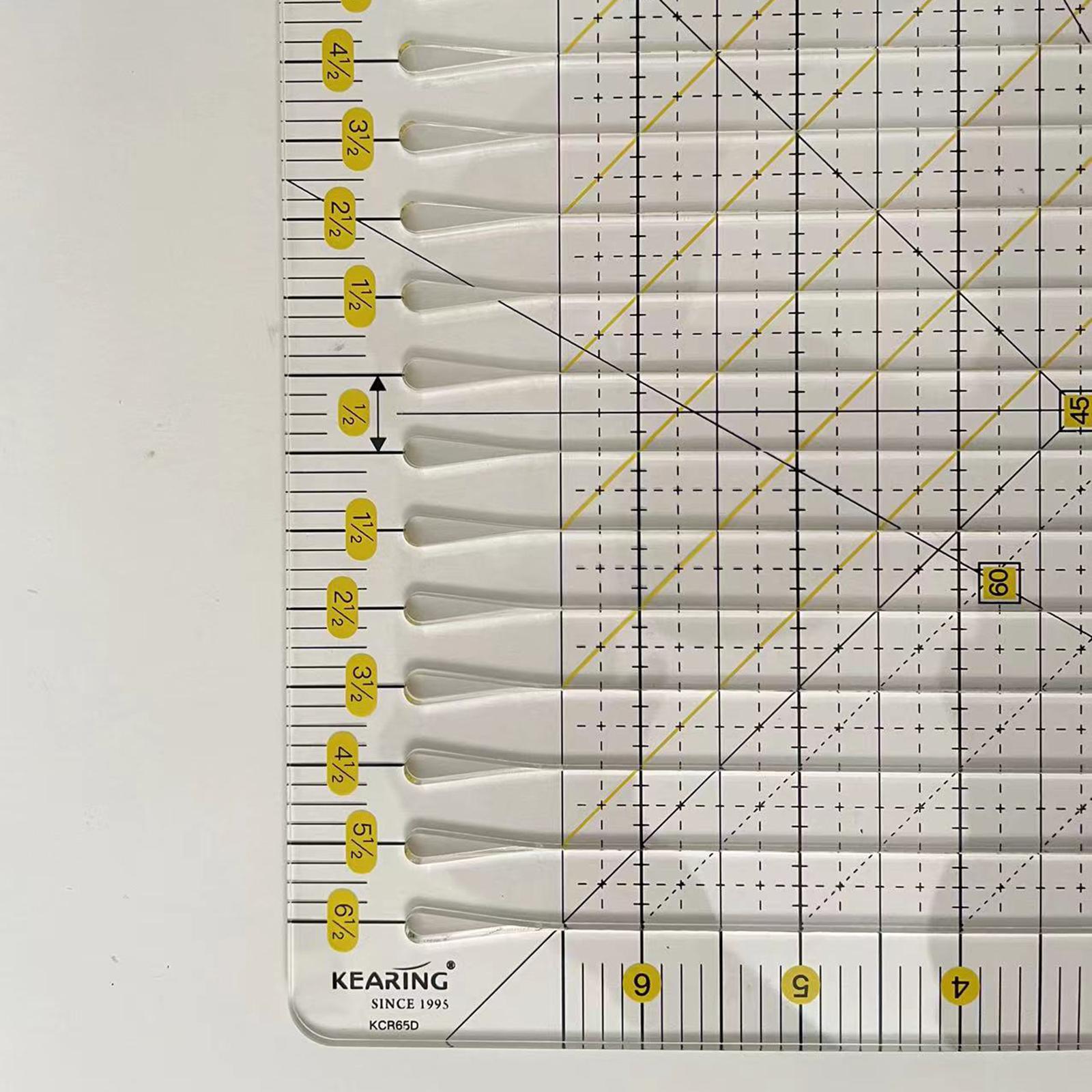 Clear Sewing Ruler Template Double Colored Grid Lines Plastic Cloth Cutting