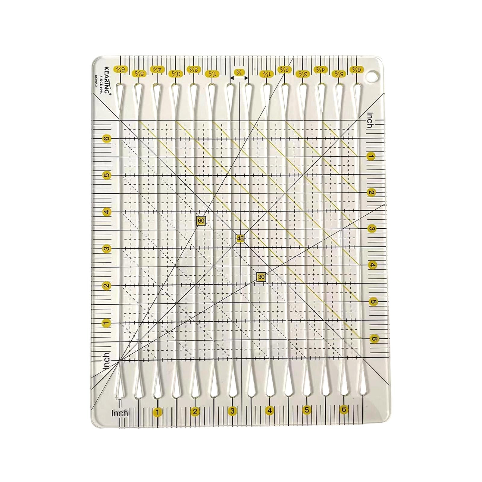 Clear Sewing Ruler Template Double Colored Grid Lines Plastic Cloth Cutting