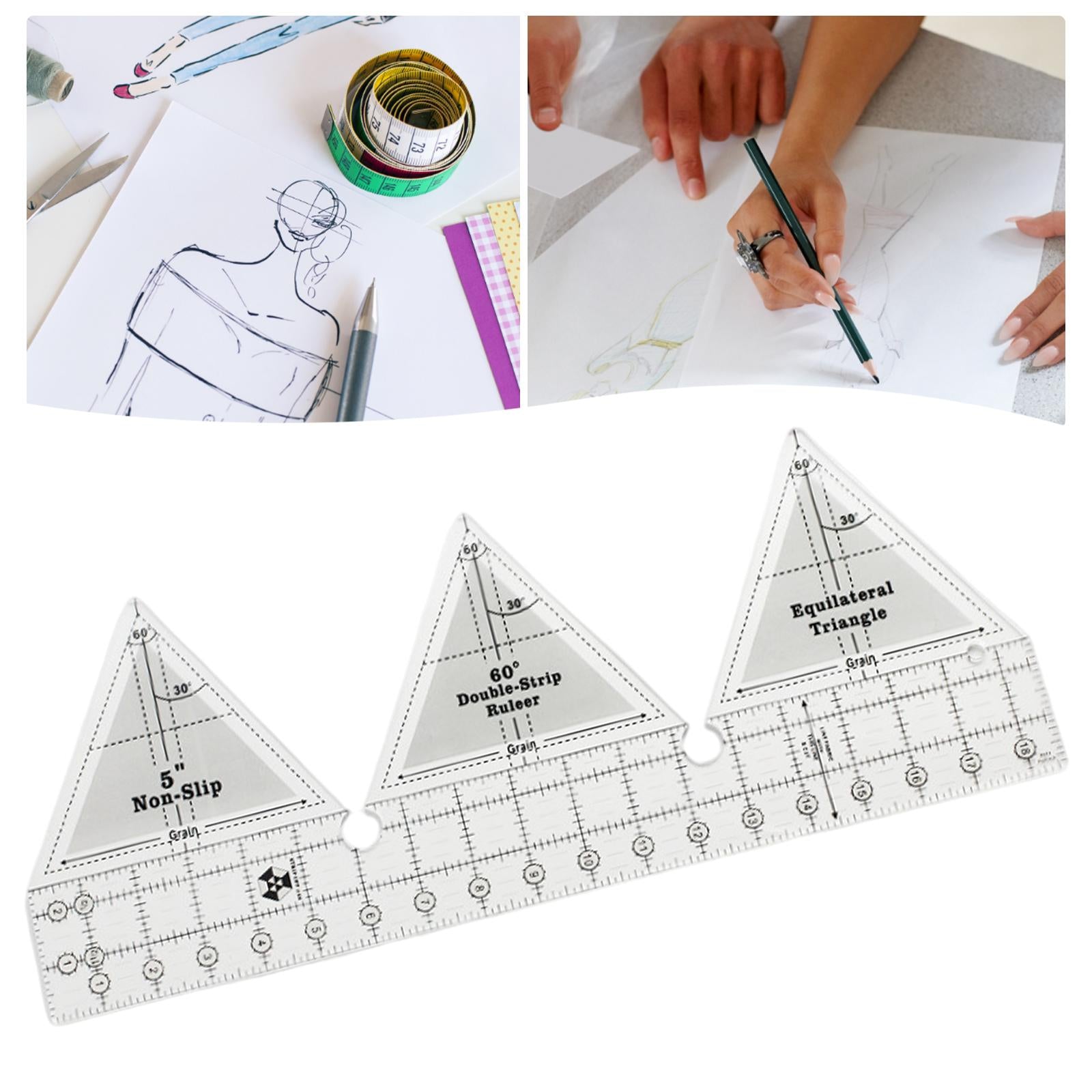 90 Degree Double Strip Ruler 18inch DIY Acrylic for Patchwork Quilting