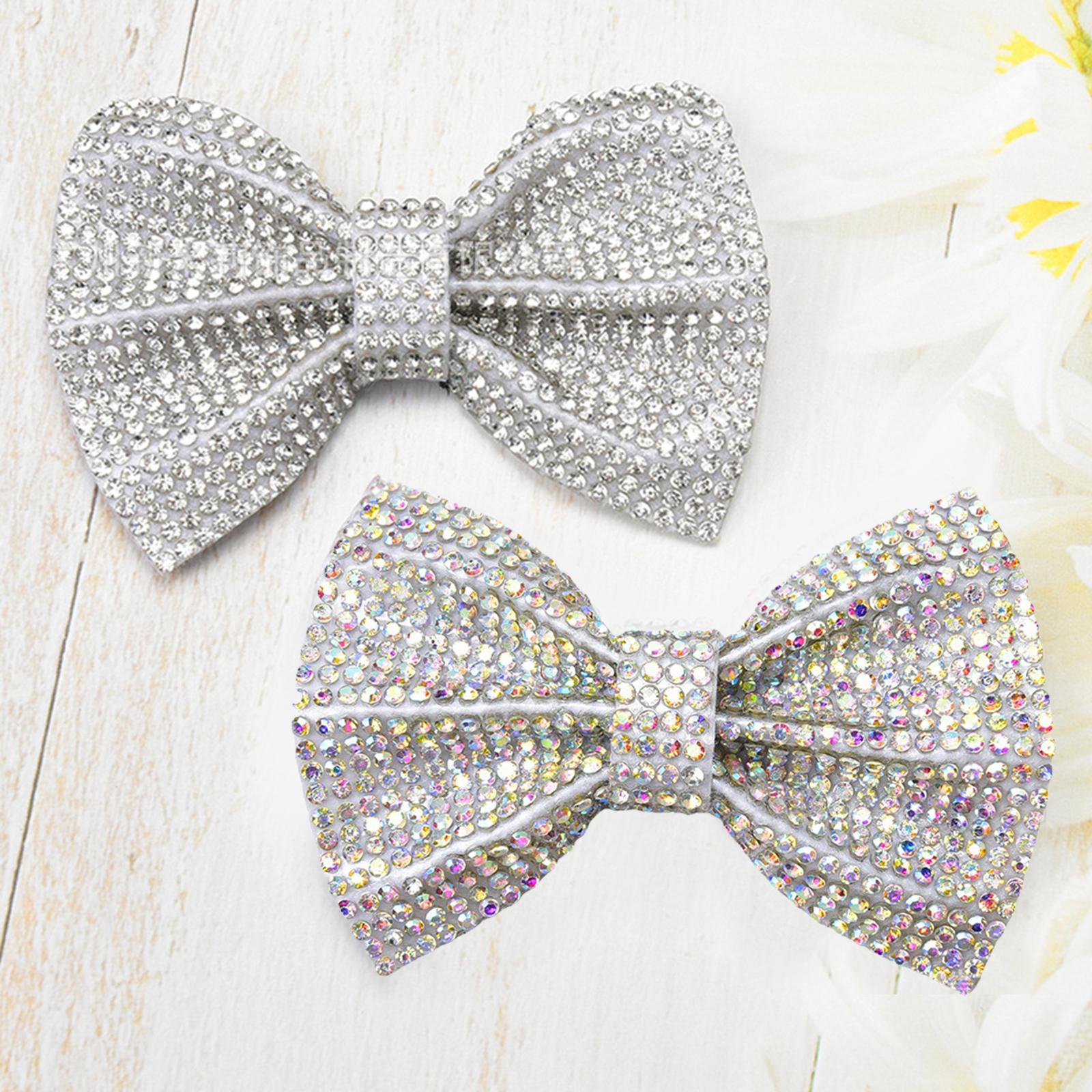 5 Pieces Crystal Bowknot Patches Embellishments Sew On for Hats Bags Decor White