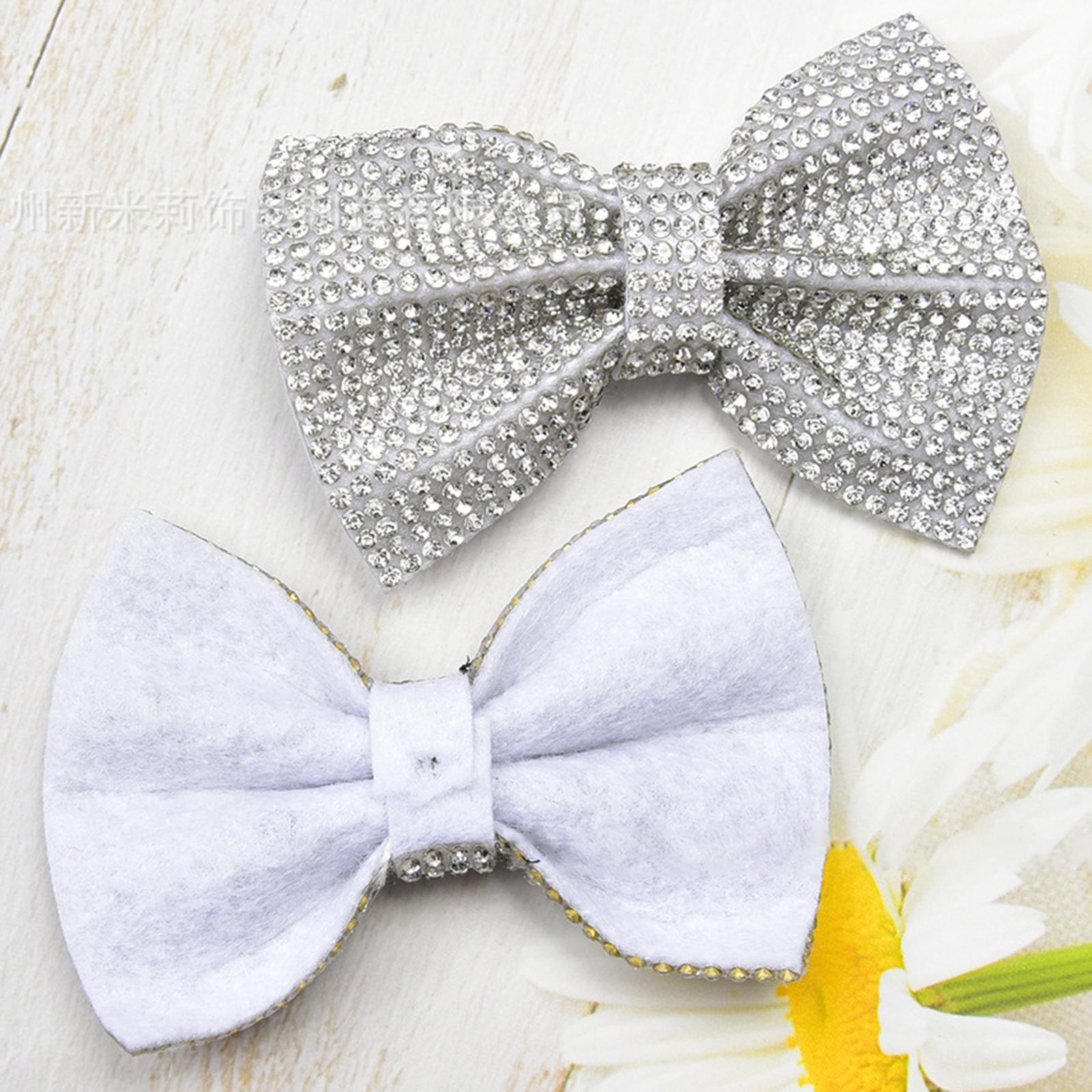 5 Pieces Crystal Bowknot Patches Embellishments Sew On for Hats Bags Decor White