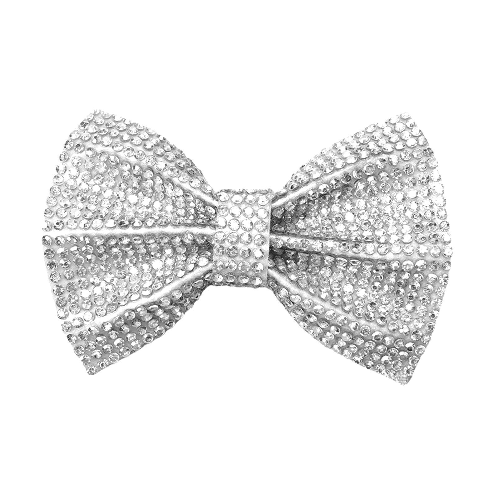 5 Pieces Crystal Bowknot Patches Embellishments Sew On for Hats Bags Decor White