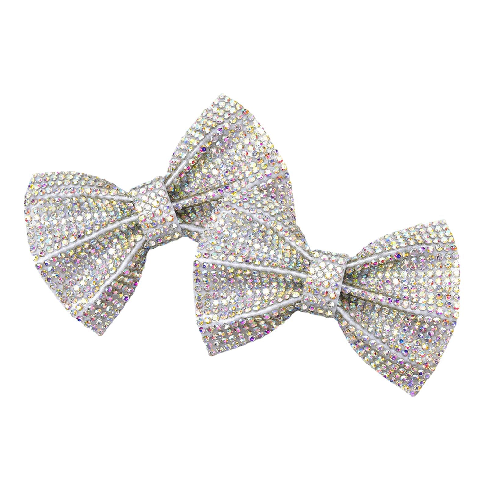 5 Pieces Crystal Bowknot Patches Embellishments Sew On for Hats Bags Decor White