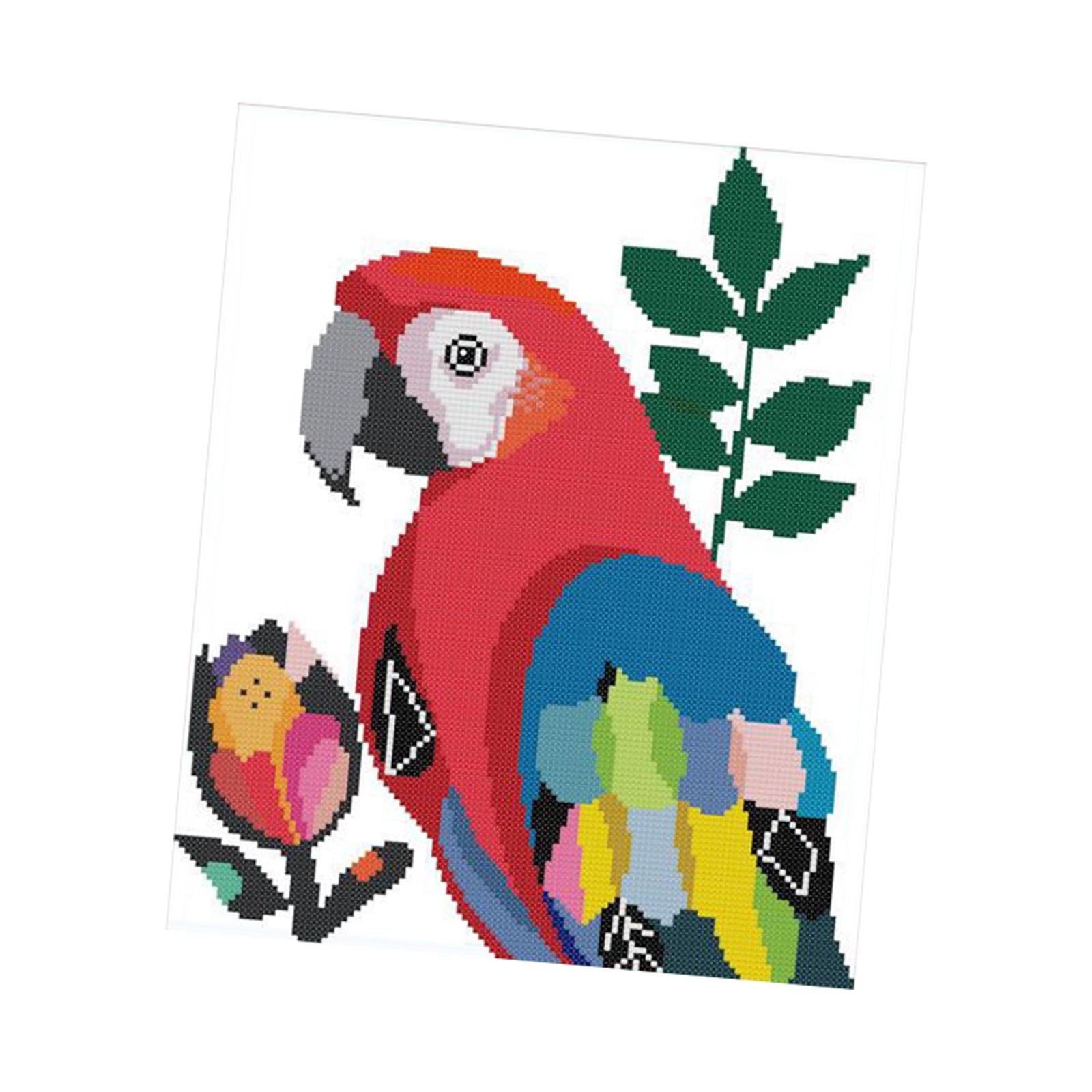 Parrot Cross Stitch Kit Bird Pattern Needlework Full Embroidery Starter Kits