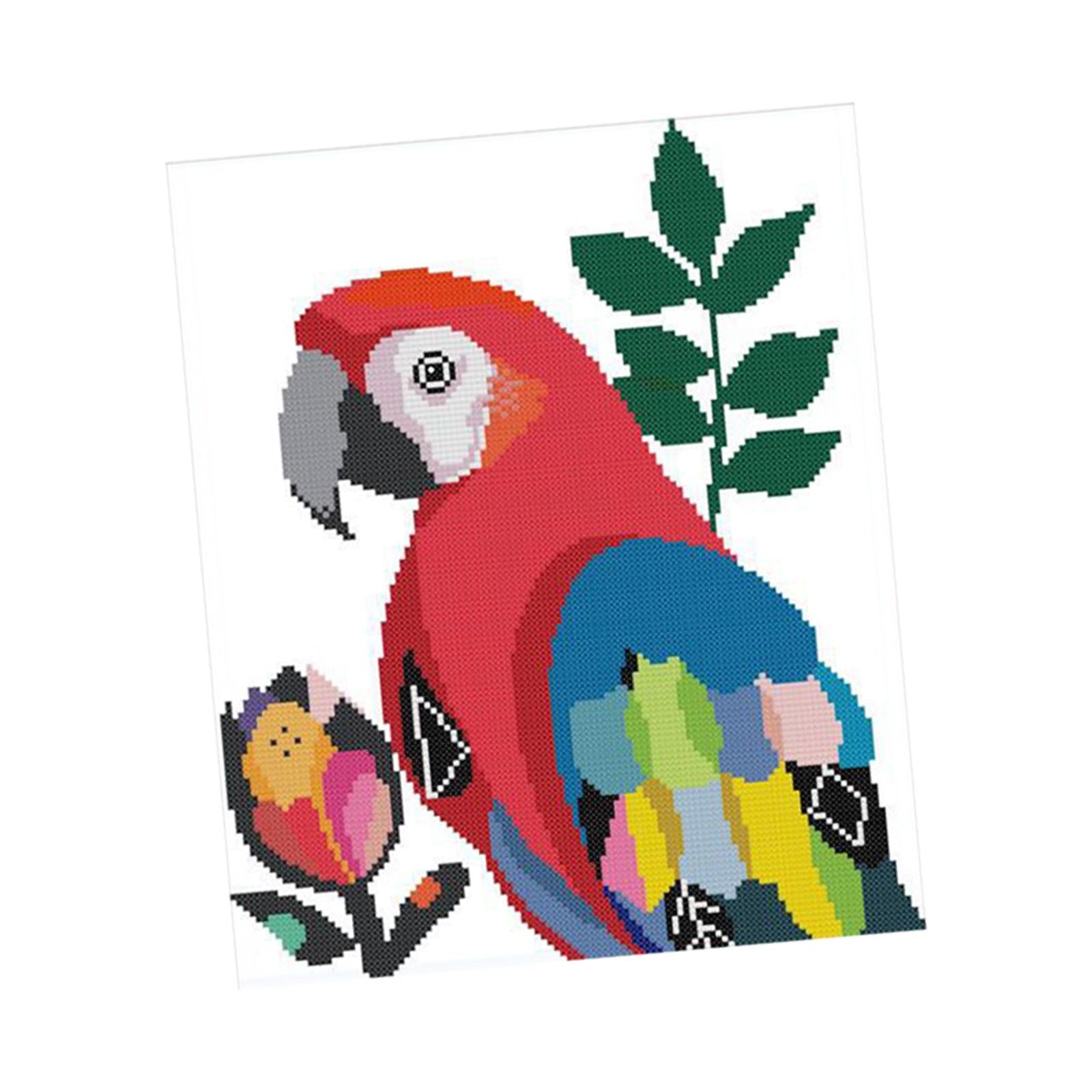 Parrot Cross Stitch Kit Bird Pattern Needlework Full Embroidery Starter Kits