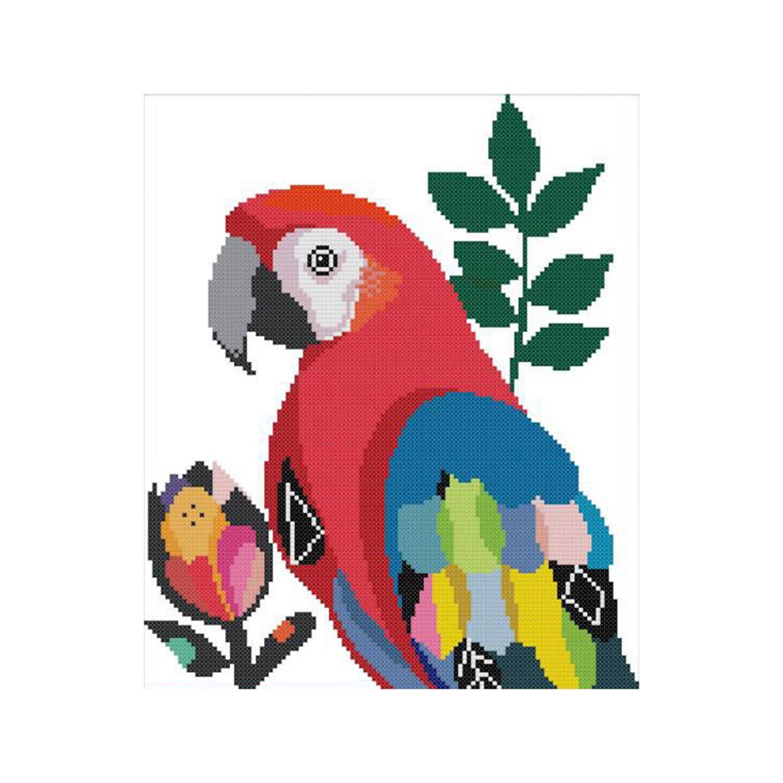 Parrot Cross Stitch Kit Bird Pattern Needlework Full Embroidery Starter Kits