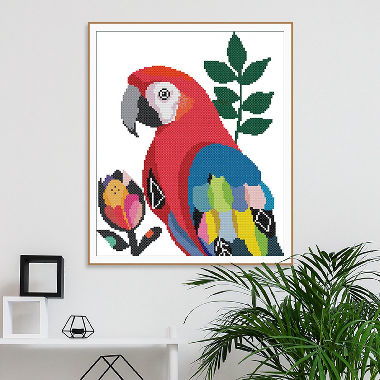 Parrot Cross Stitch Kit Bird Pattern Needlework Full Embroidery Starter Kits