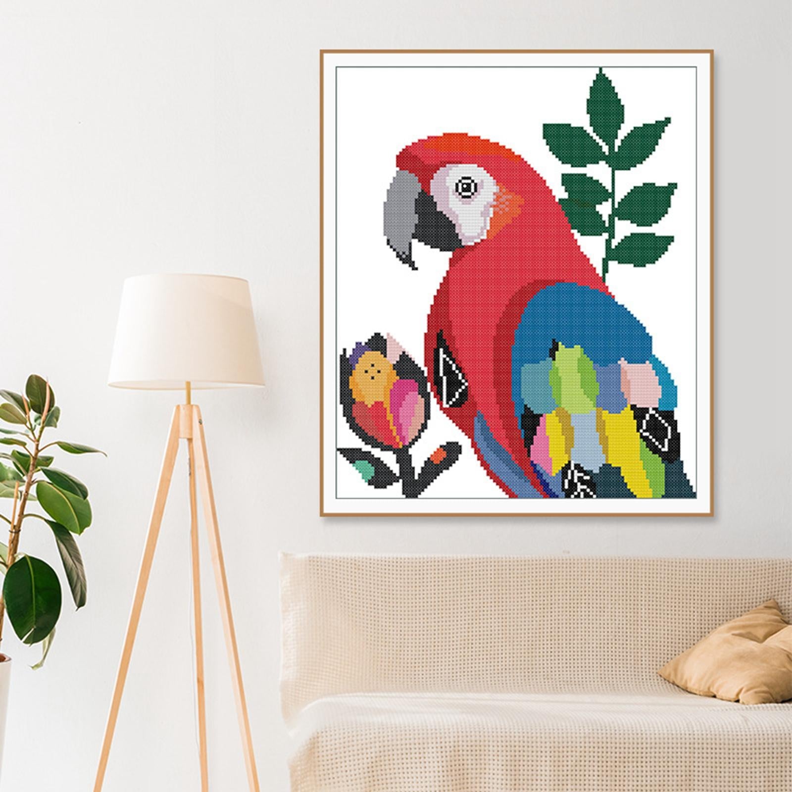 Parrot Cross Stitch Kit Bird Pattern Needlework Full Embroidery Starter Kits
