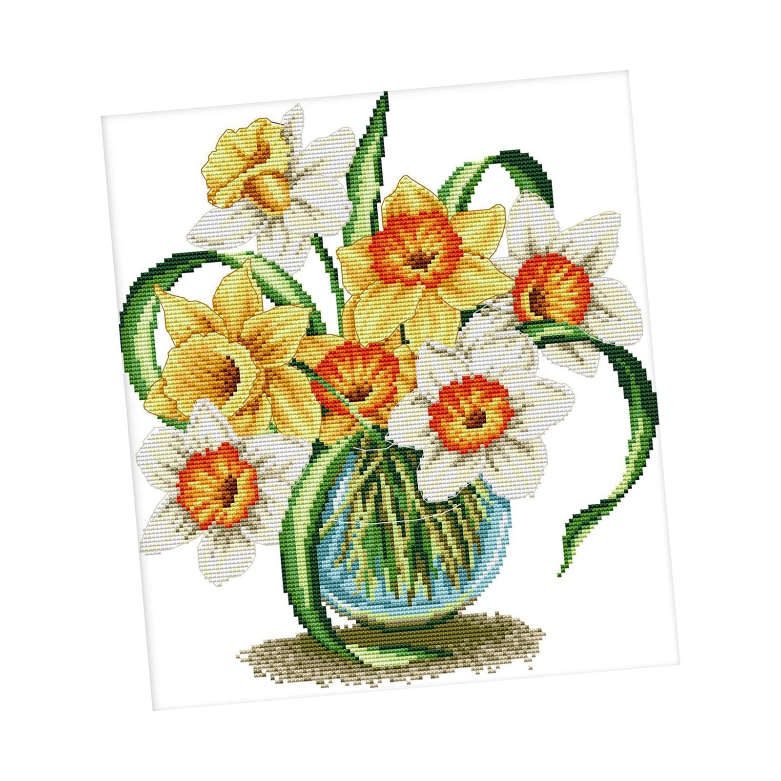 Flower Cross Stitch Stamped Kit DIY Arts Crafts Needlepoint Home Wall Decor