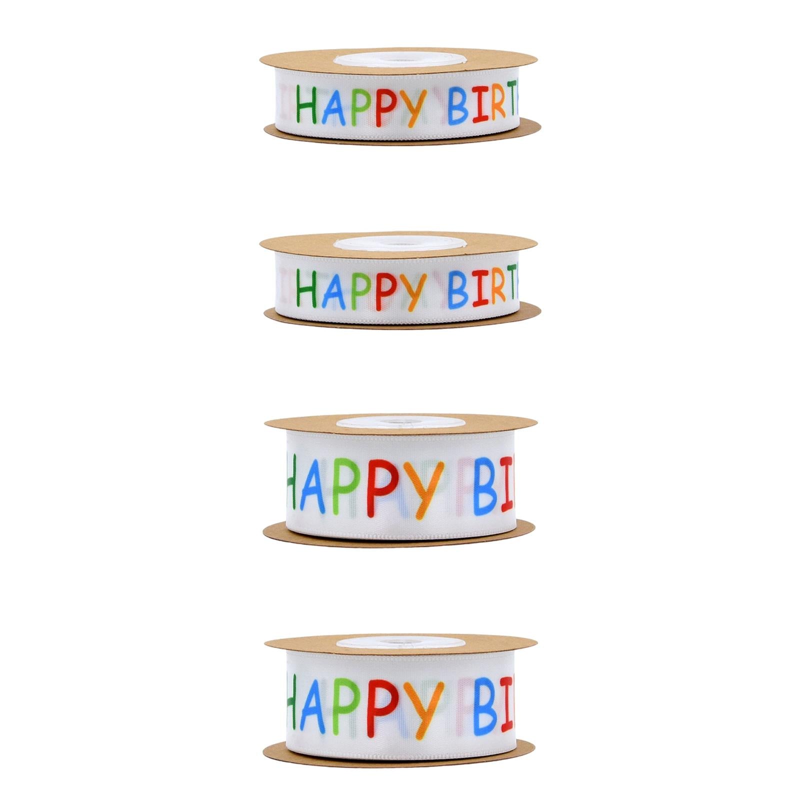 Happy Birthday Ribbon Polyester for Gift Wrapping Party Decor 1.5cm 10 yards