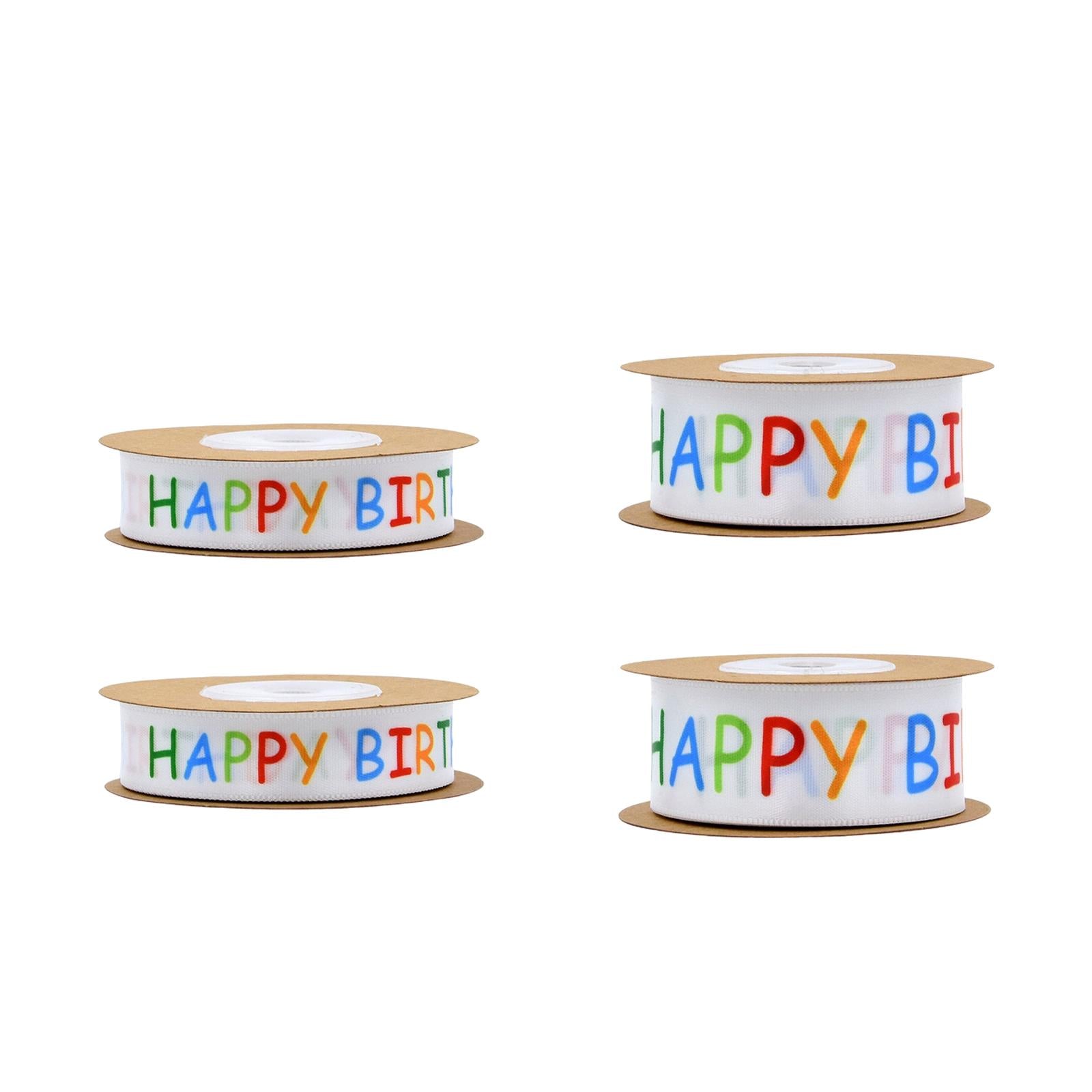 Happy Birthday Ribbon Polyester for Gift Wrapping Party Decor 1.5cm 10 yards