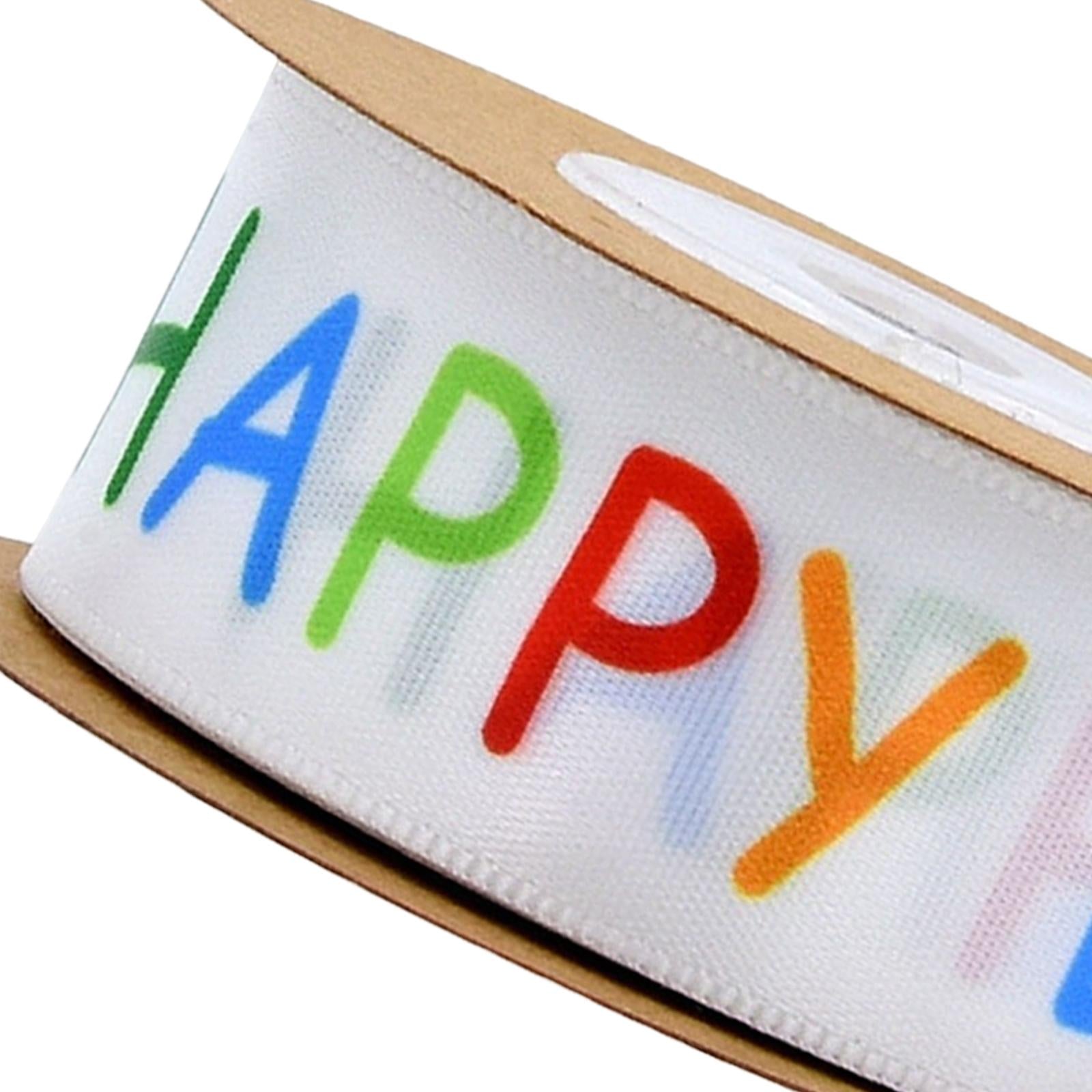 Happy Birthday Ribbon Polyester for Gift Wrapping Party Decor 2.5cm 20 yards