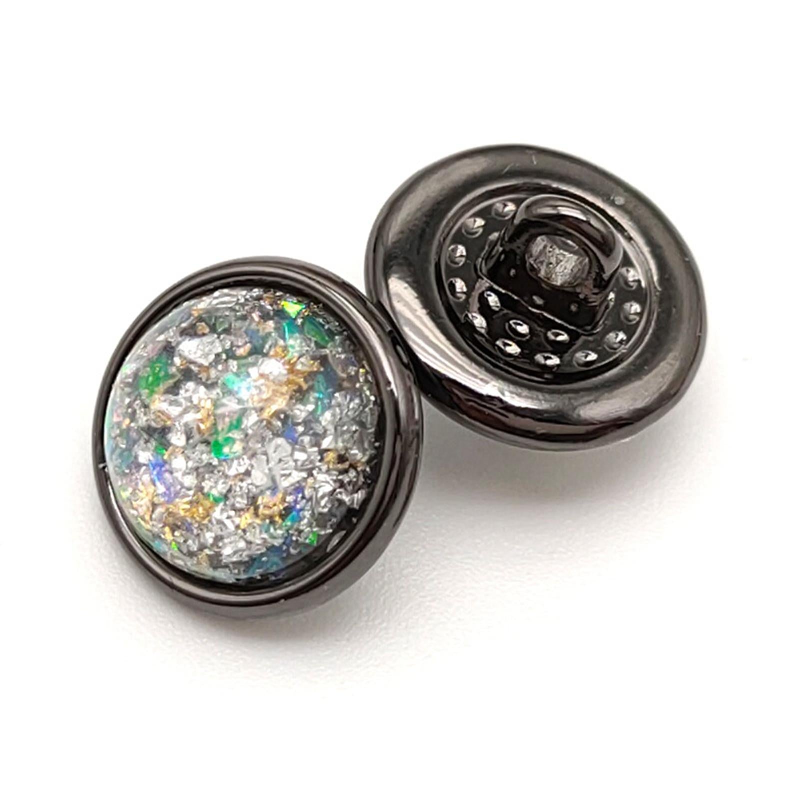 50Pcs Sewing Buttons 12mm DIY Decorative Metal Button for Jeans Jacket Coat Black Silver