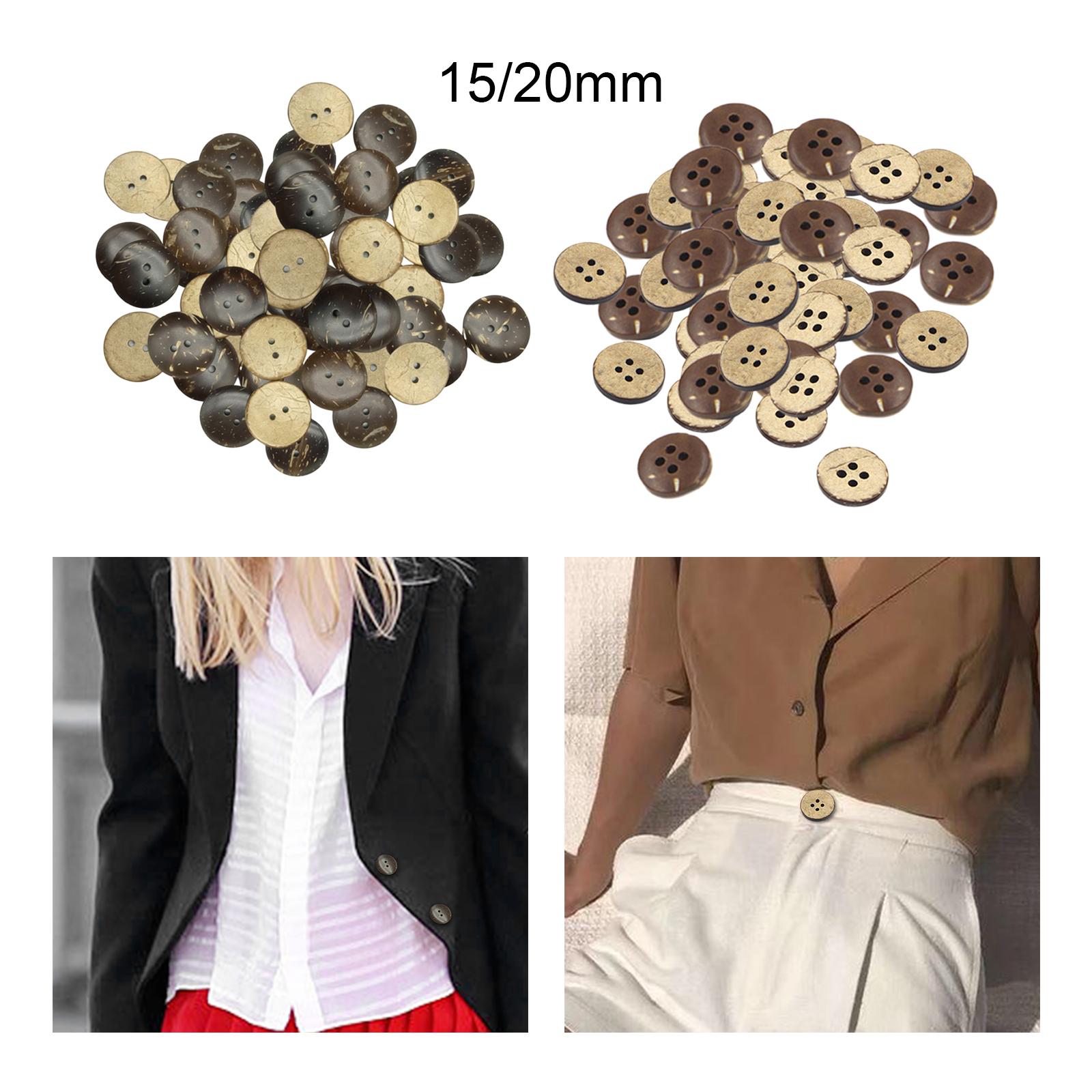 100x Coconut Shell Buttons Decor Handmade for Clothes Scrapbook 2 Holes15MM