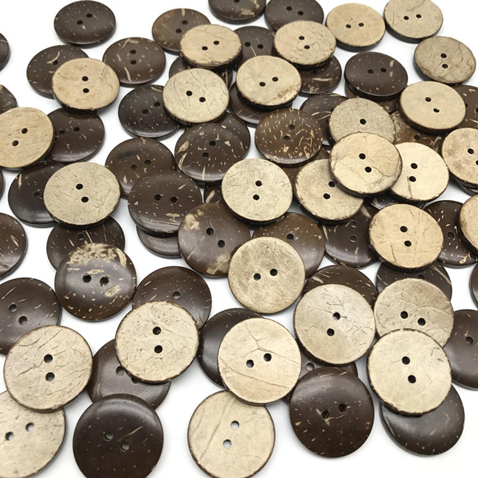 100x Coconut Shell Buttons Decor Handmade for Clothes Scrapbook 2 Holes 20MM