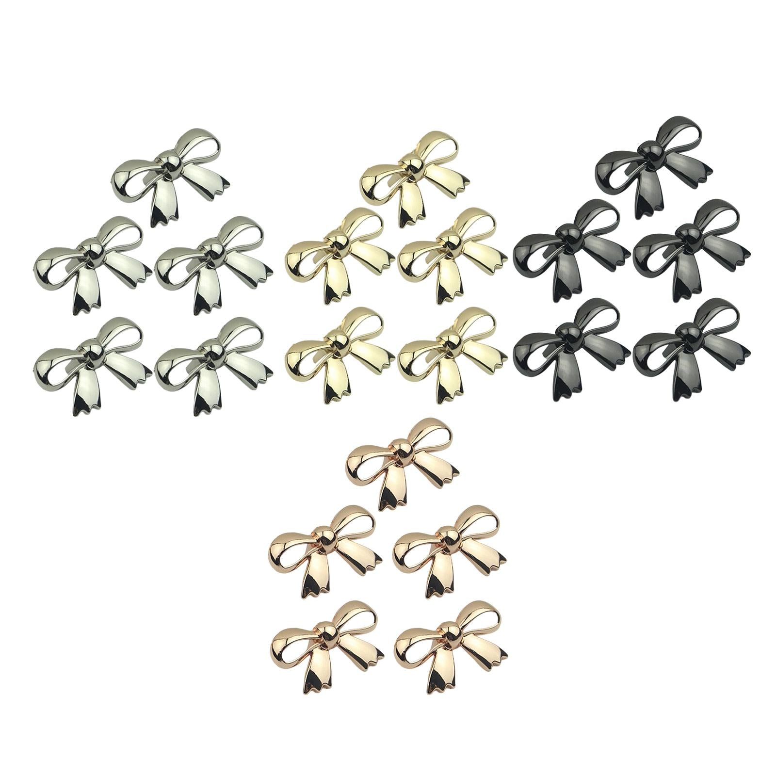 5x Fashion Shoe Clips Bridal Bowknot Buckle Accessories Garments Gold