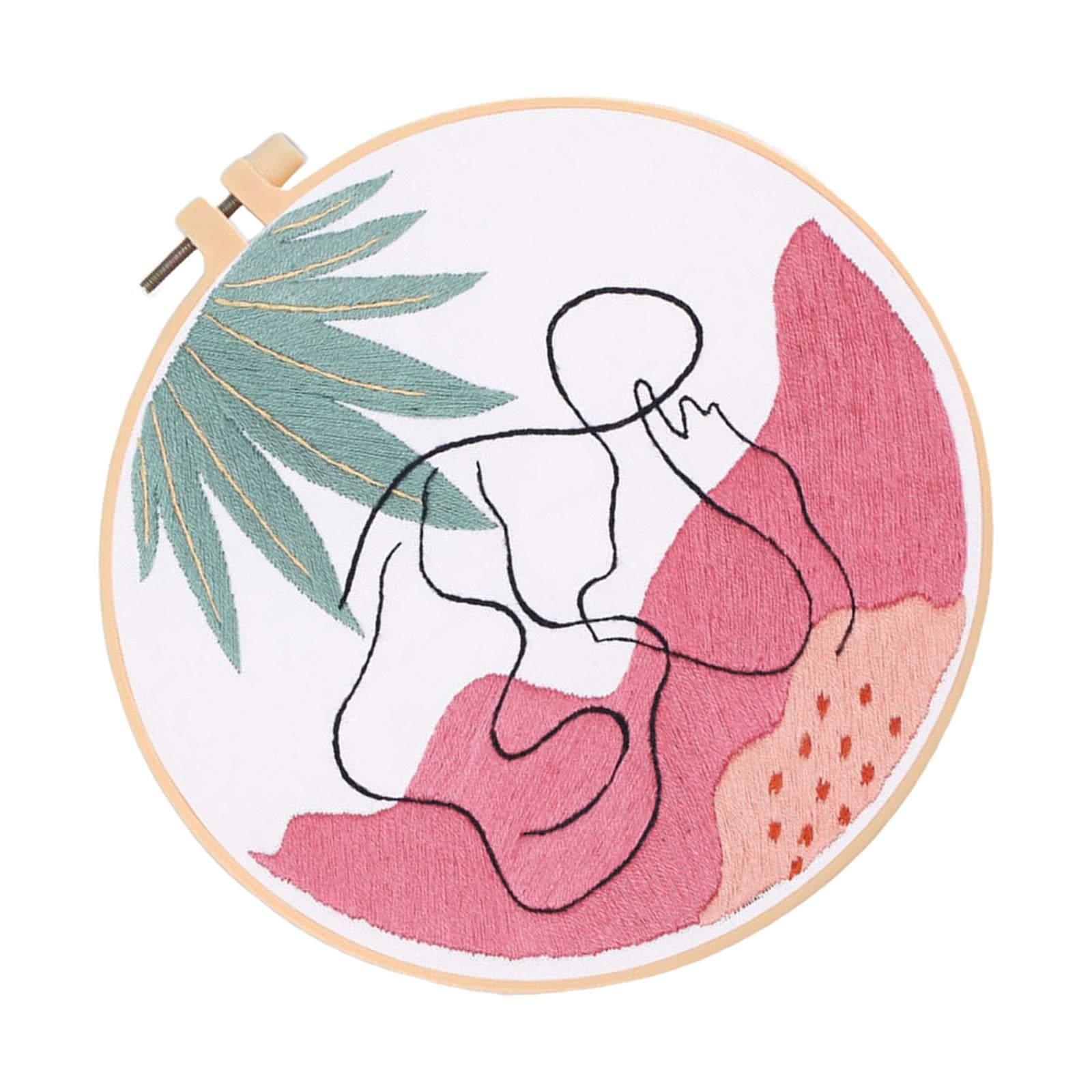 Embroidery Starter Kit Cross Stitch Needlework for Figure Art Wall Decor Green Red