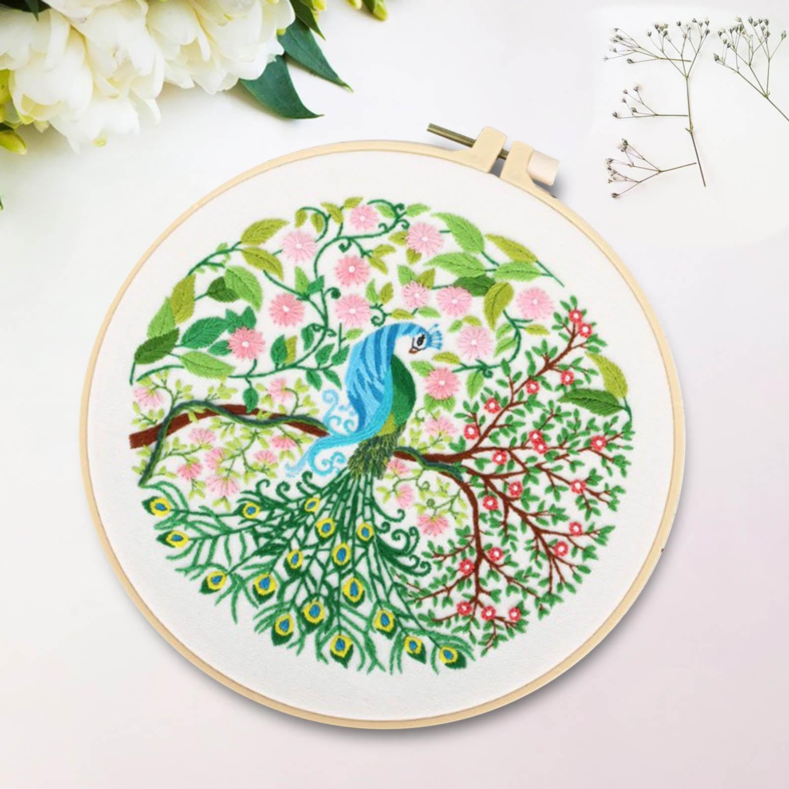 DIY Floral Cross Stitch Kit with Basic Tools Full Embroidery Starter Kits