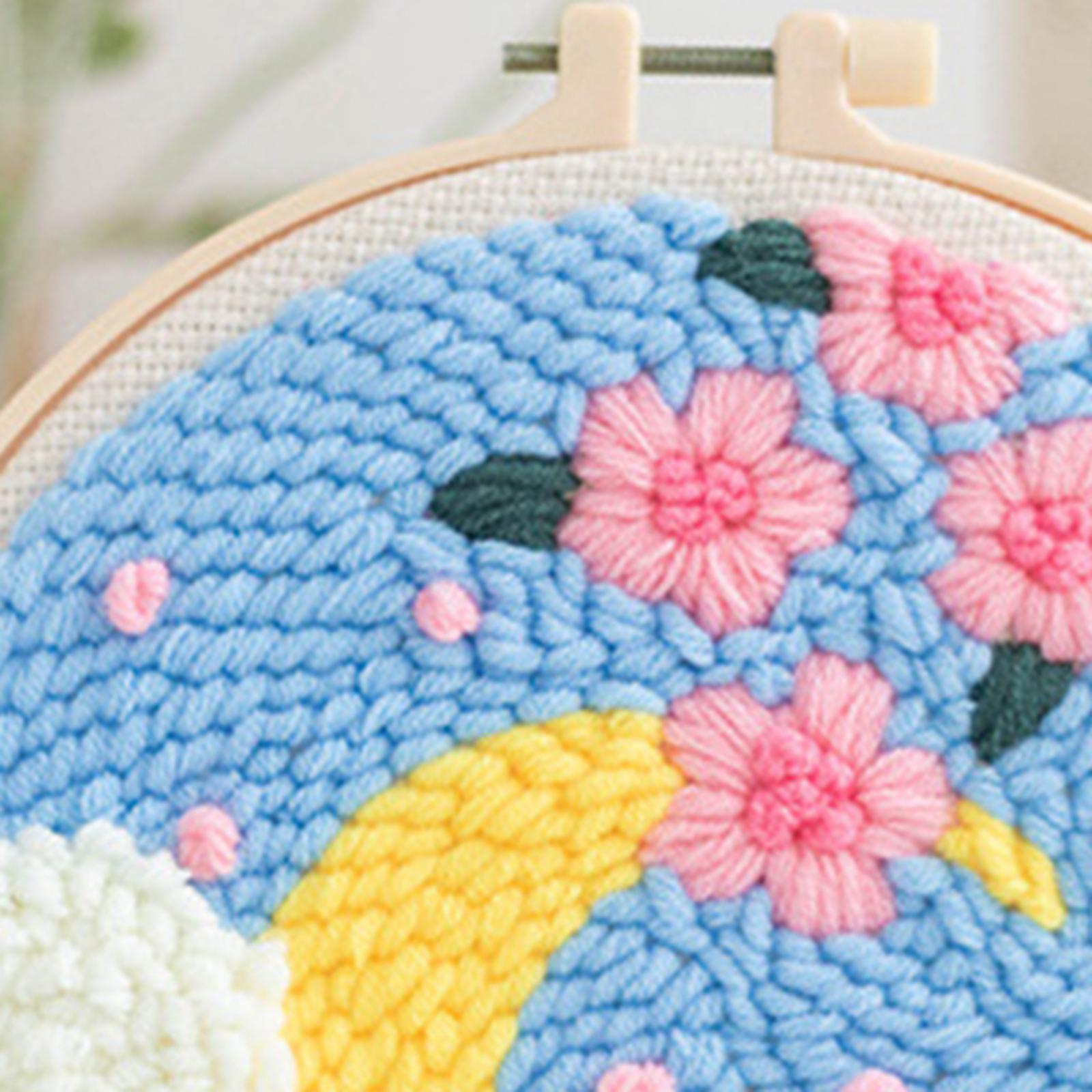 Punch Needle Embroidery Starter Kits DIY Yarn for Adults Beginner Beginner Moon
