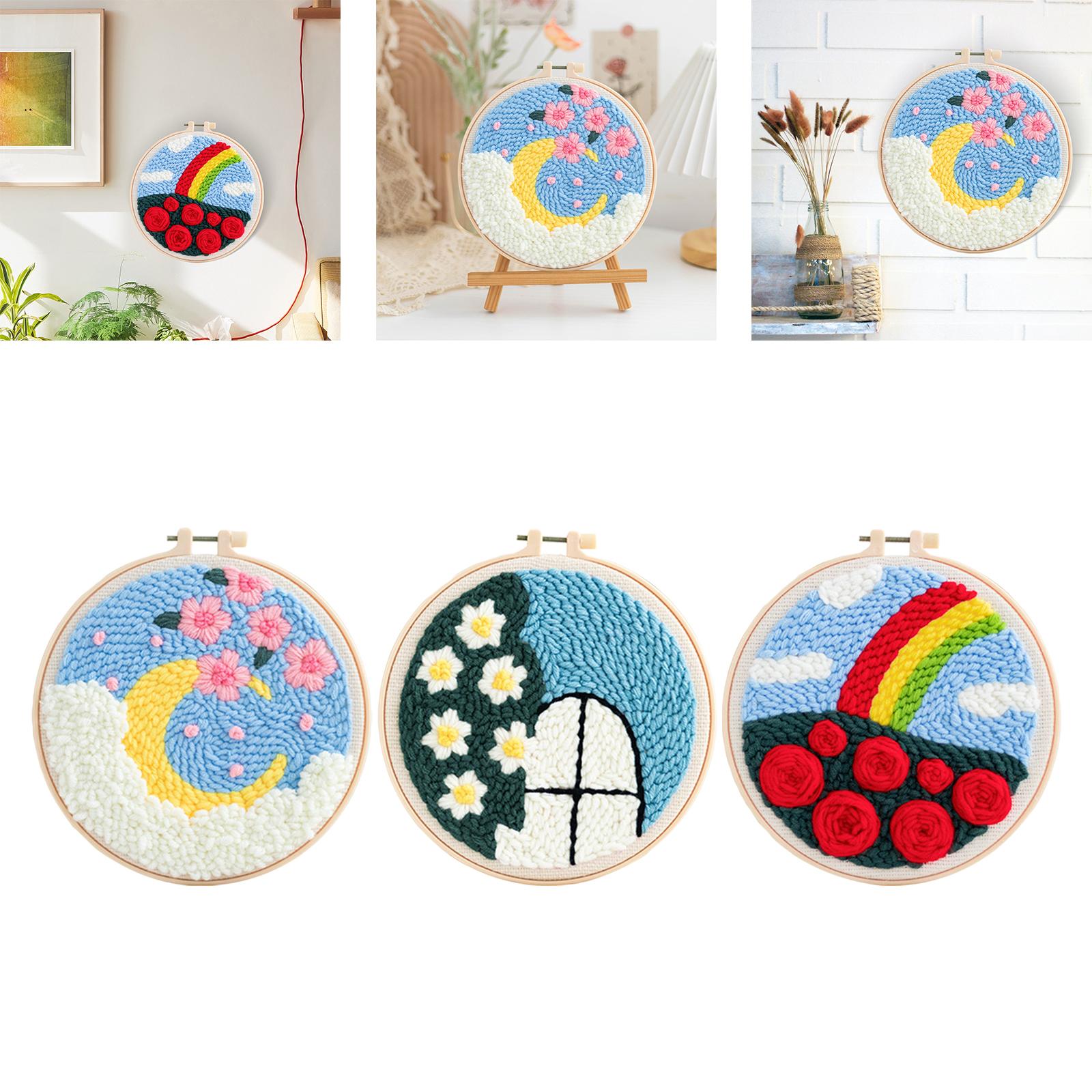 Punch Needle Embroidery Starter Kits DIY Yarn for Adults Beginner Beginner Moon