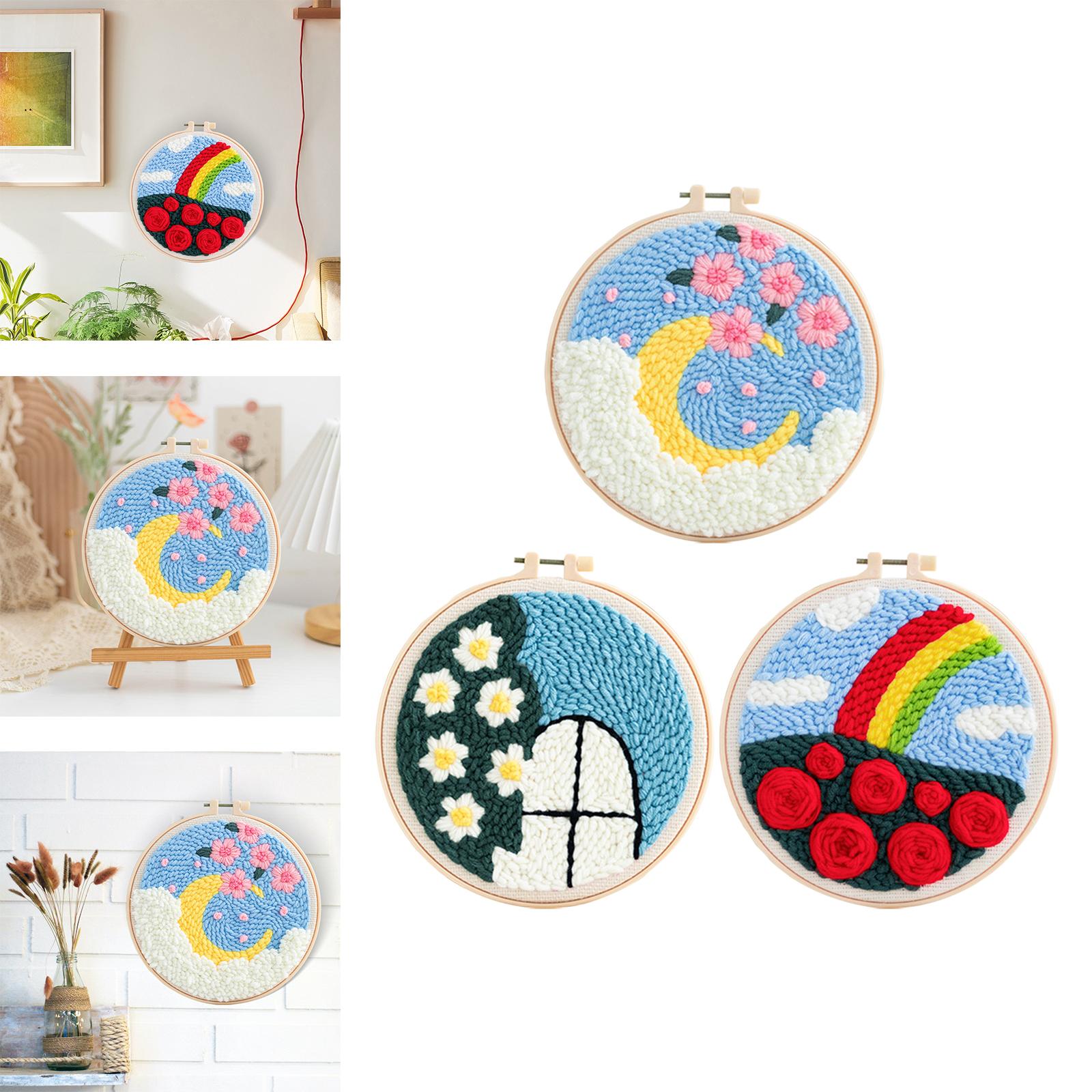 Punch Needle Embroidery Starter Kits DIY Yarn for Adults Beginner Beginner Moon