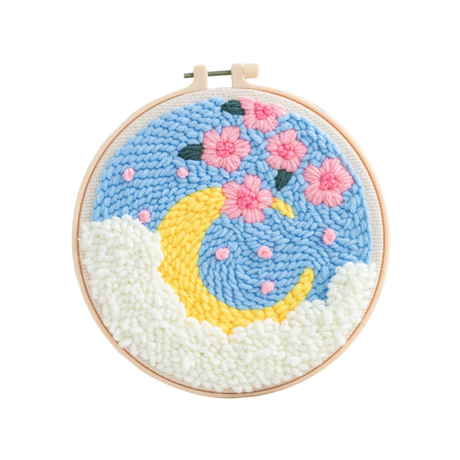 Punch Needle Embroidery Starter Kits DIY Yarn for Adults Beginner Beginner Moon