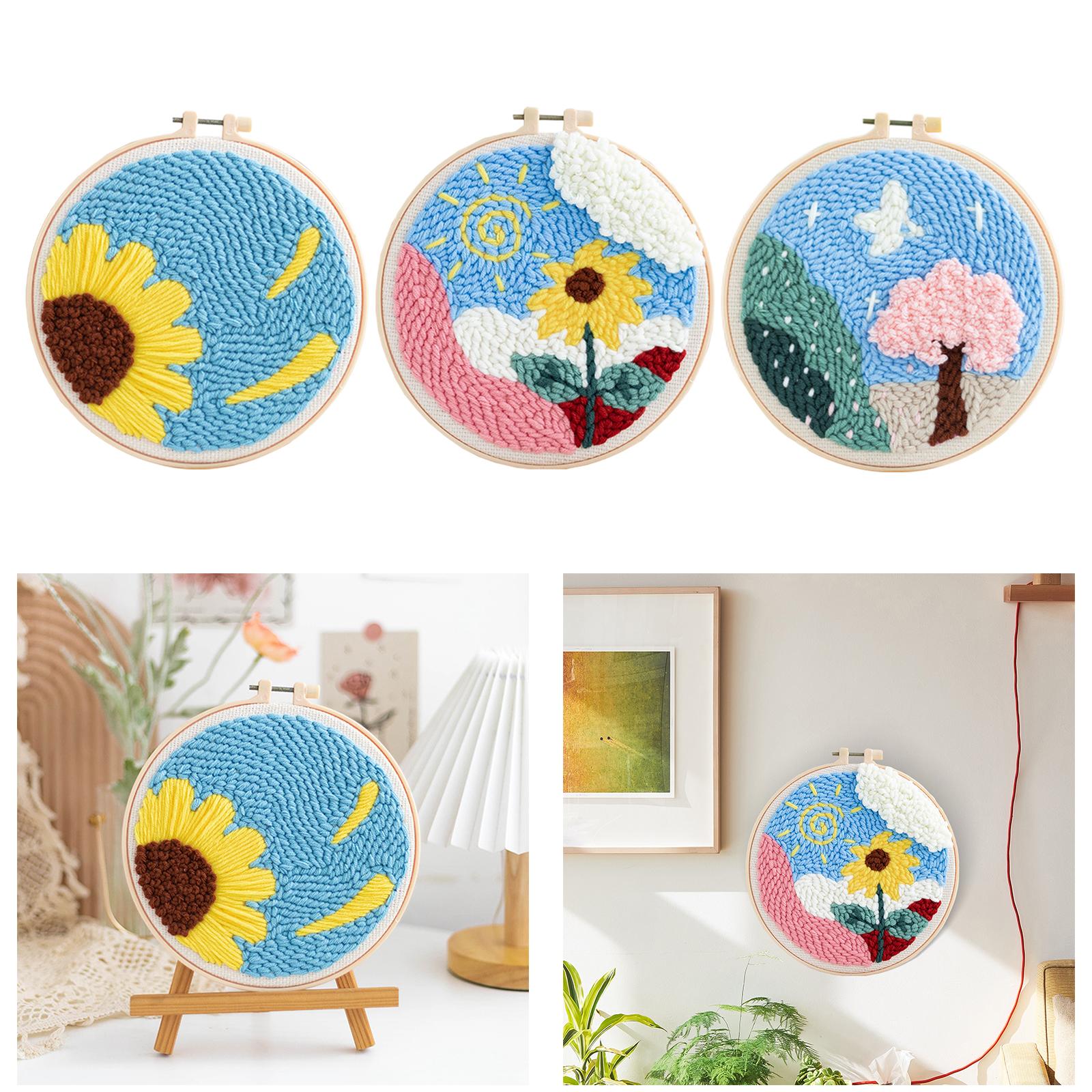 Punch Needle Embroidery Starter Kits Hooking Kit Basic Tools for Beginner Flower