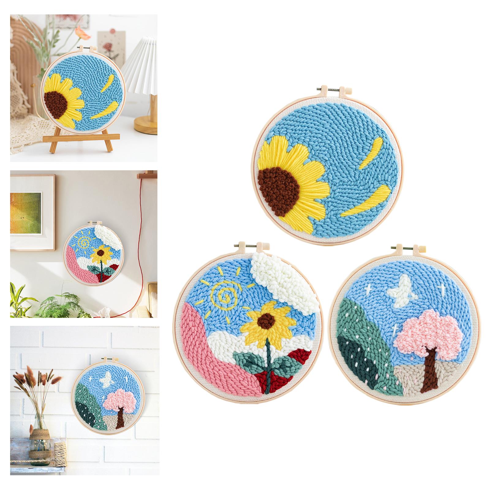 Punch Needle Embroidery Starter Kits Hooking Kit Basic Tools for Beginner Flower