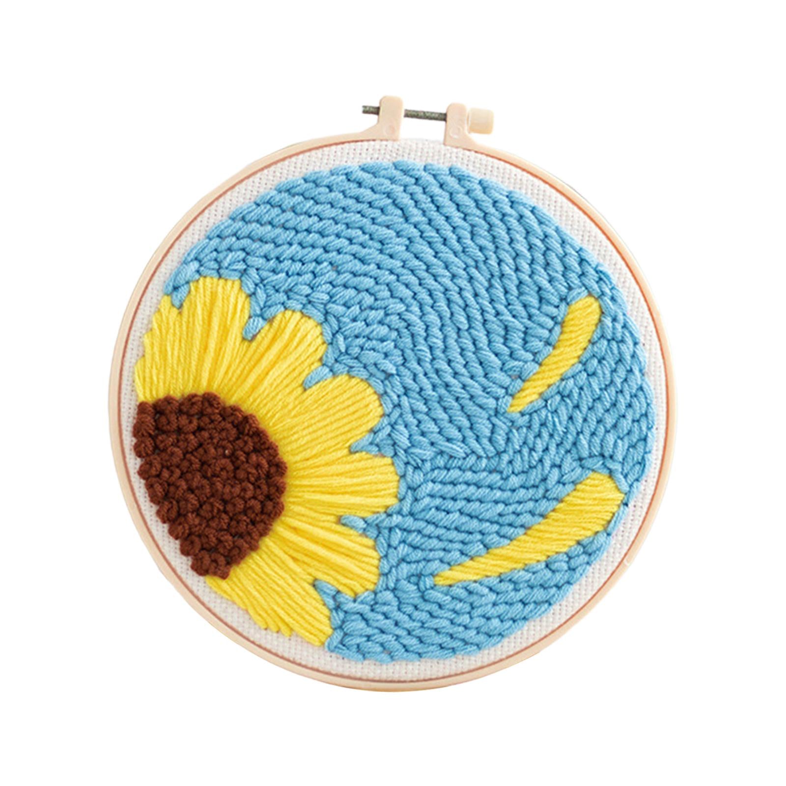 Punch Needle Embroidery Starter Kits Hooking Kit Basic Tools for Beginner Flower