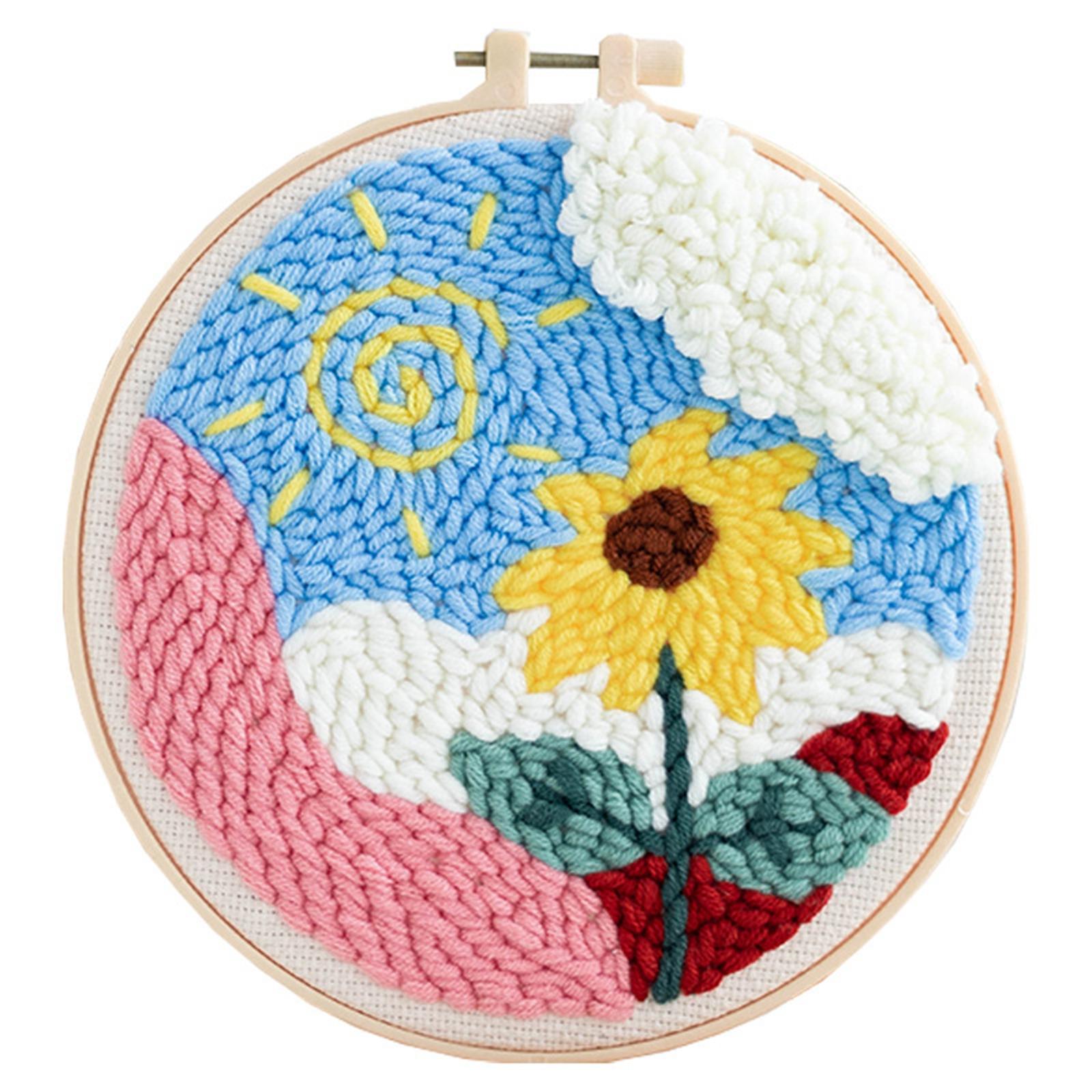 Punch Needle Embroidery Starter Kits Hooking Kit Basic Tools for Beginner Sunflower