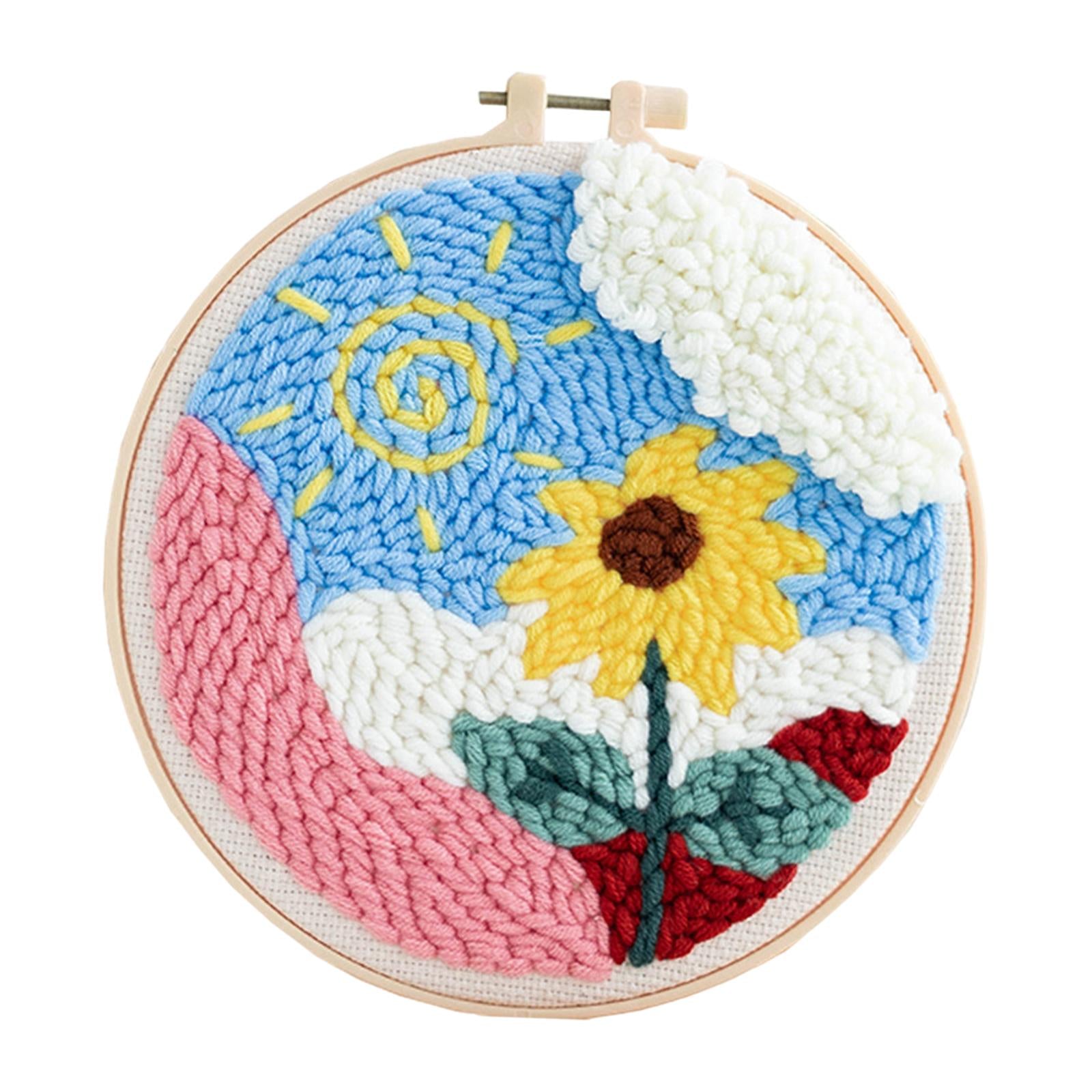 Punch Needle Embroidery Starter Kits Hooking Kit Basic Tools for Beginner Sunflower