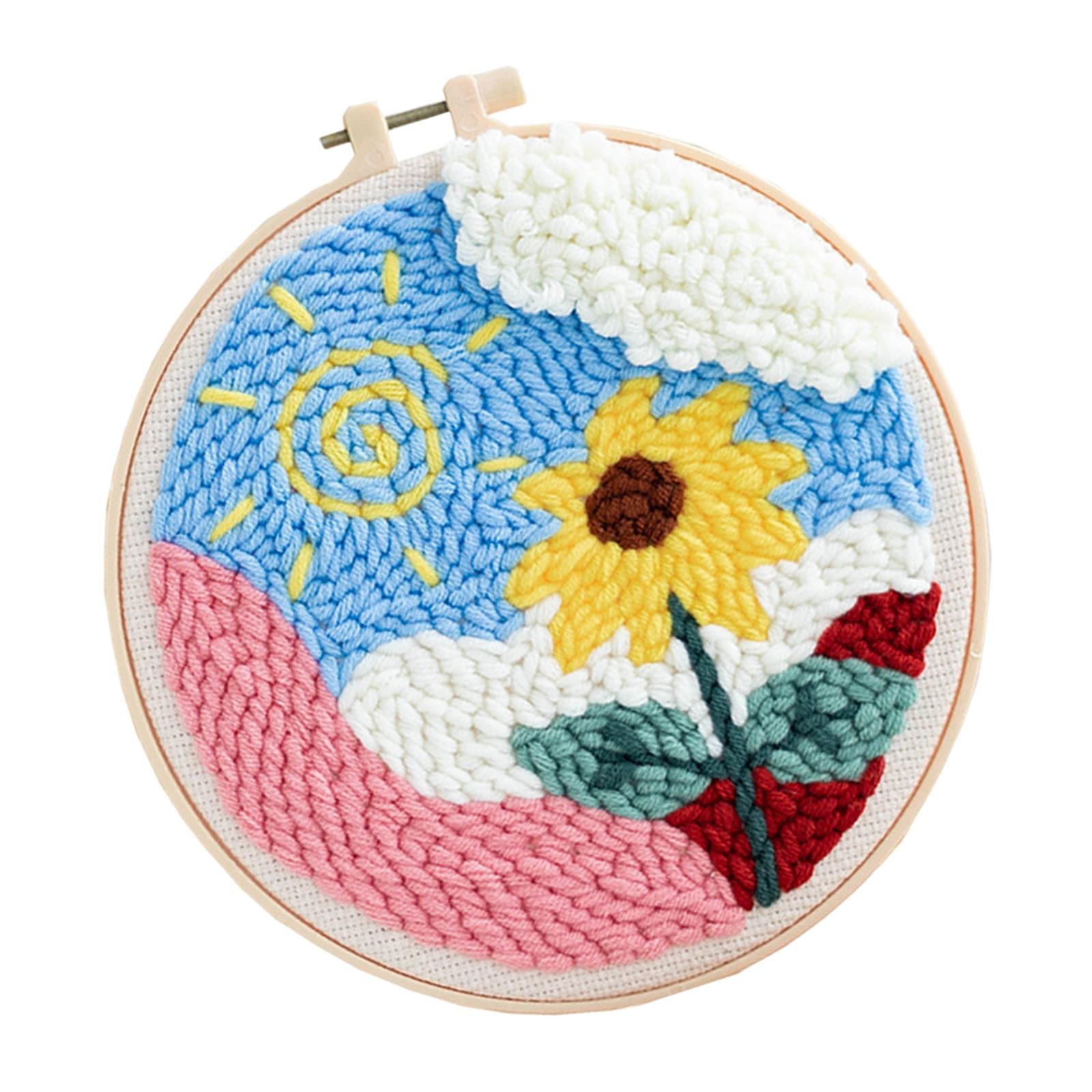 Punch Needle Embroidery Starter Kits Hooking Kit Basic Tools for Beginner Sunflower