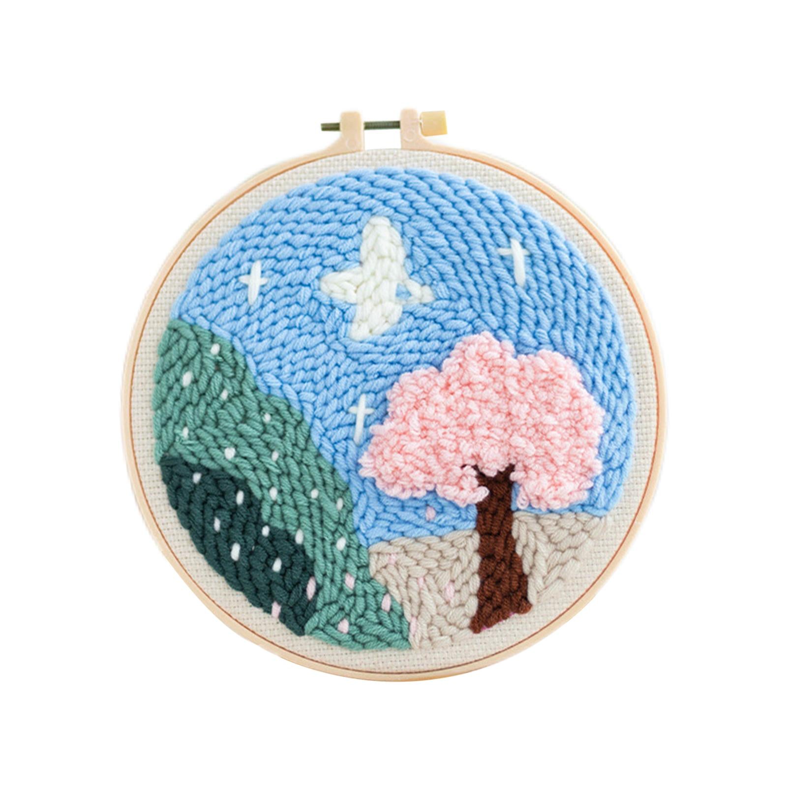 Punch Needle Embroidery Starter Kits Hooking Kit Basic Tools for Beginner Tree