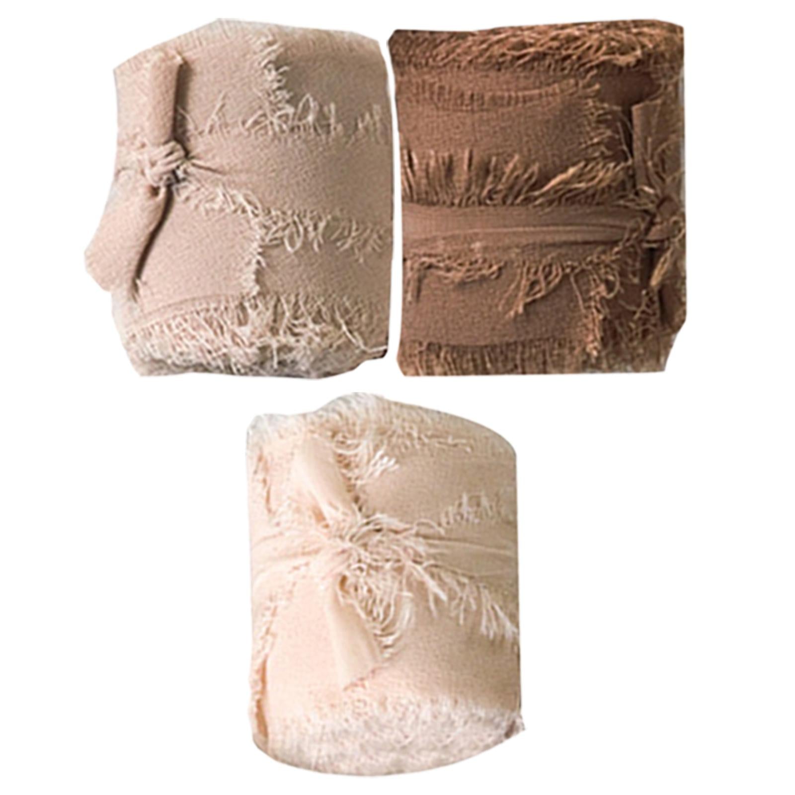 3 Rolls Fringe Chiffon Silk Ribbon 2 x 5 Yards Gifts Wrapping Coffee Series"