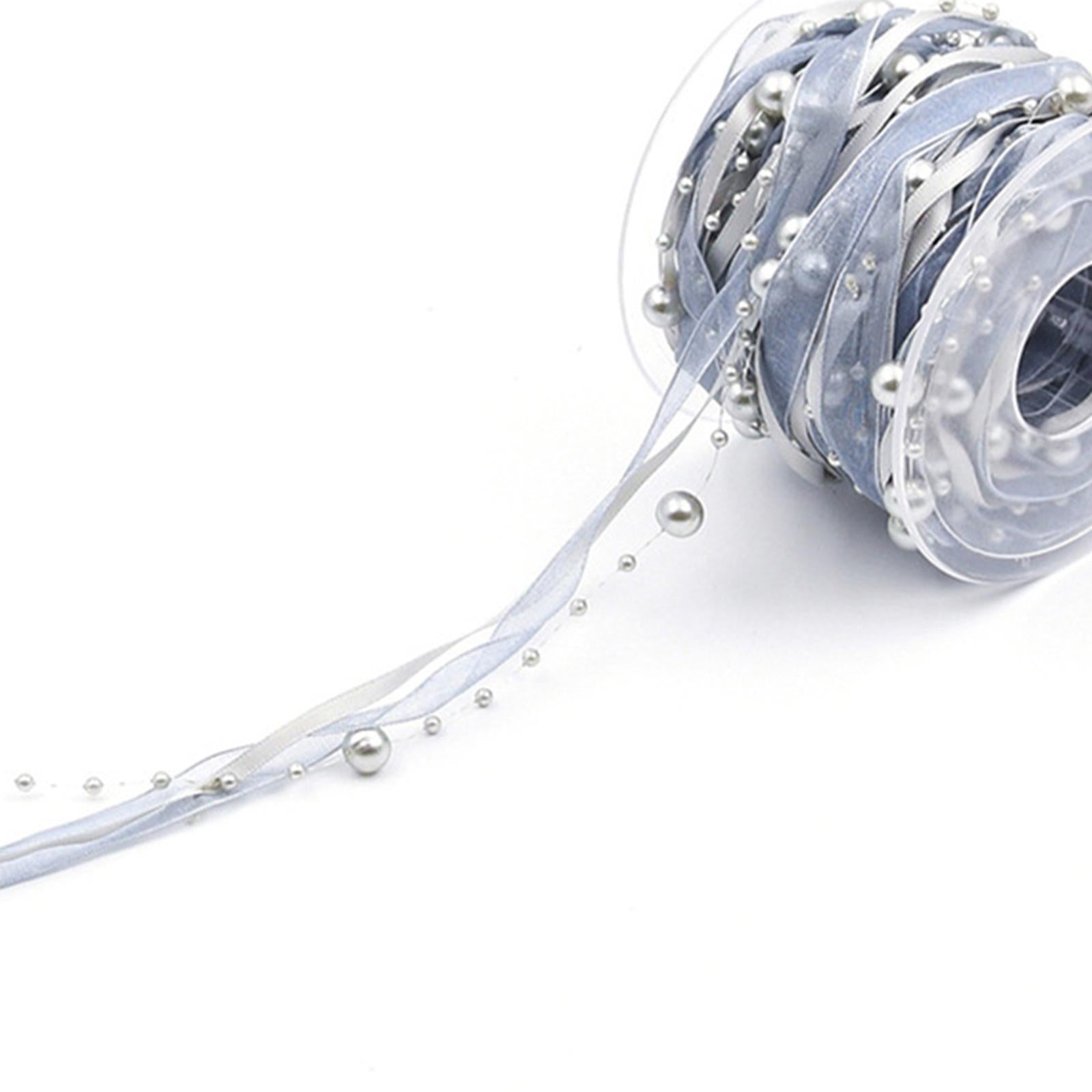 Bead Ribbon Chiffon Wrap Roll Applique Beaded for Clothing Sewing Party gray