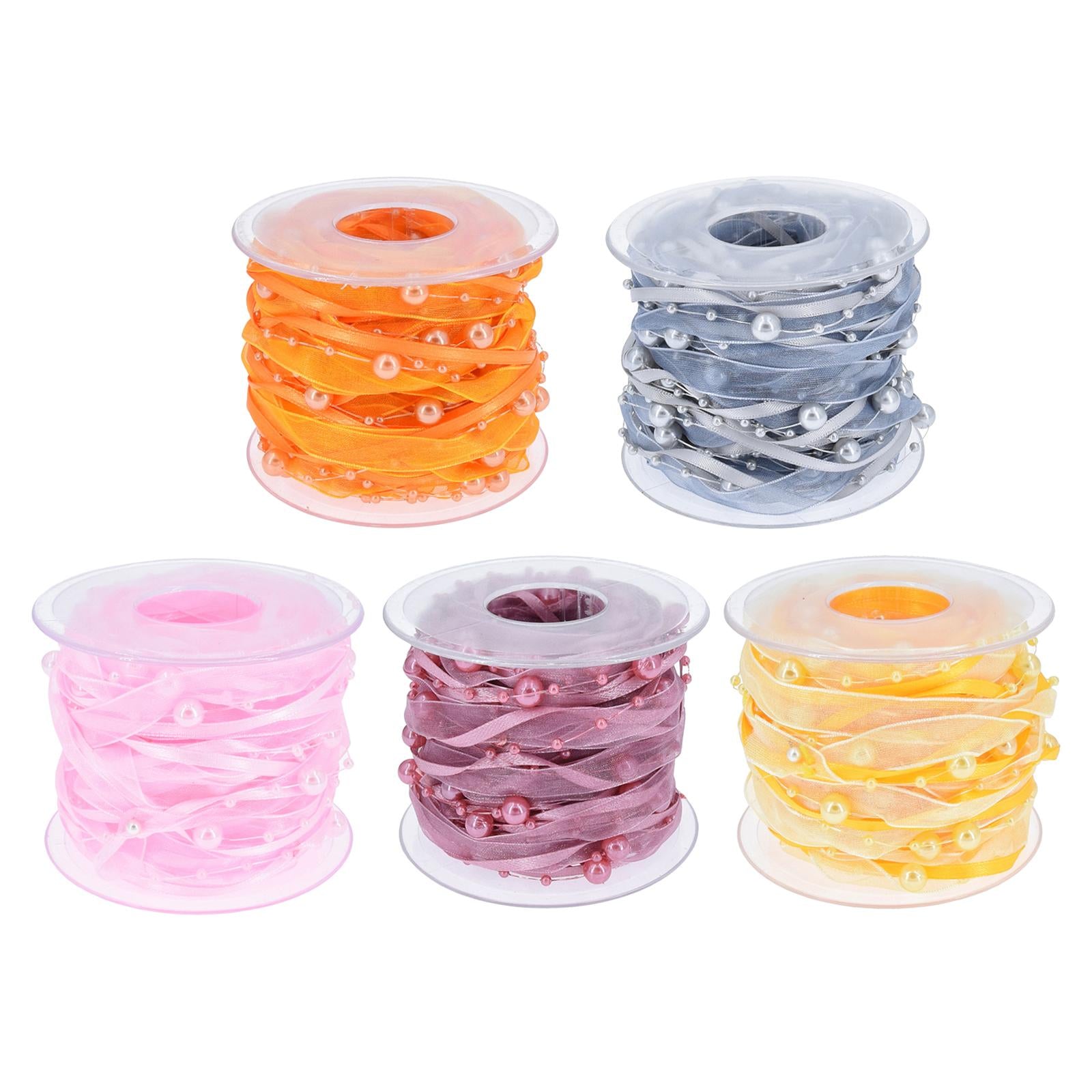 Bead Ribbon Chiffon Wrap Roll Applique Beaded for Clothing Sewing Party gray